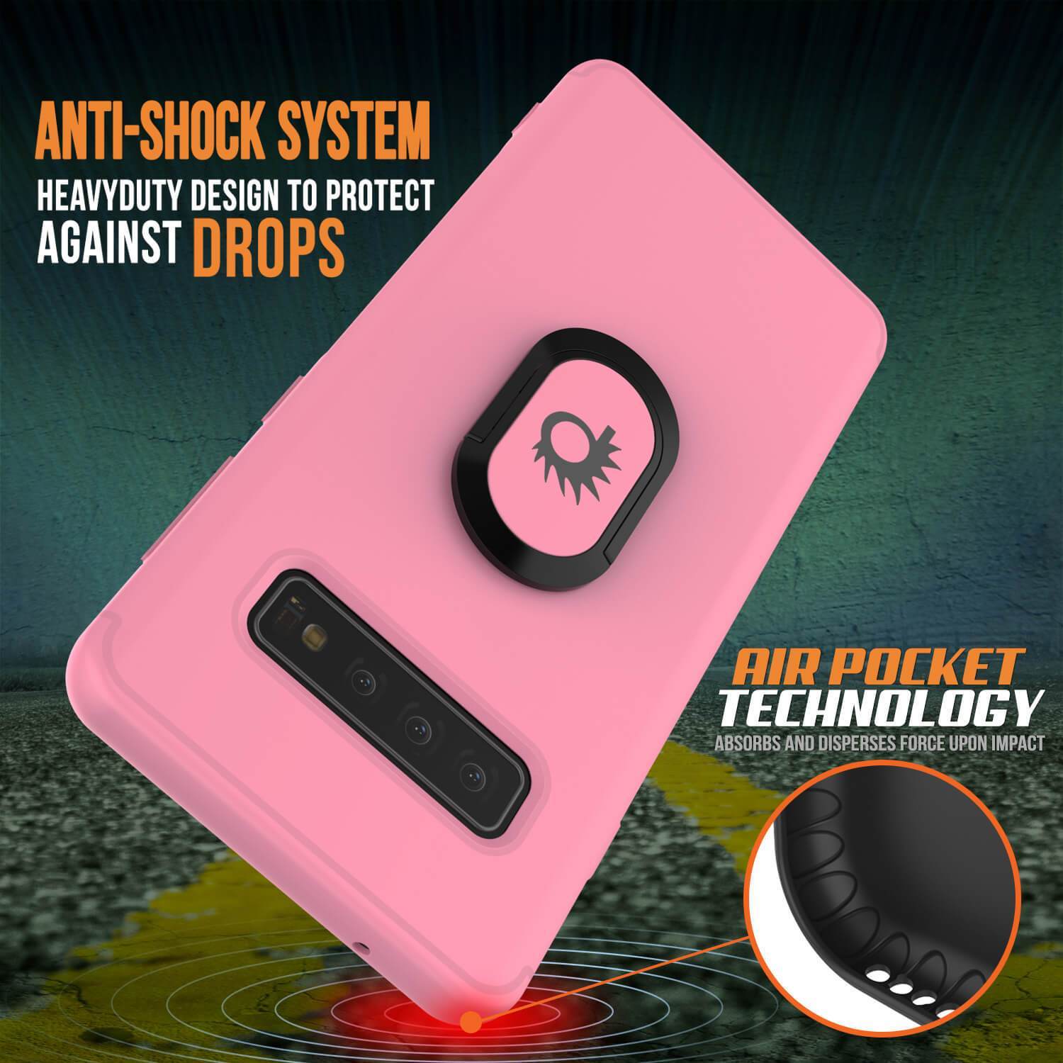 Capa Galaxy S10, capa protetora Punkcase Magnetix em TPU com suporte, protetor de tela [Cor-de-Rosa]