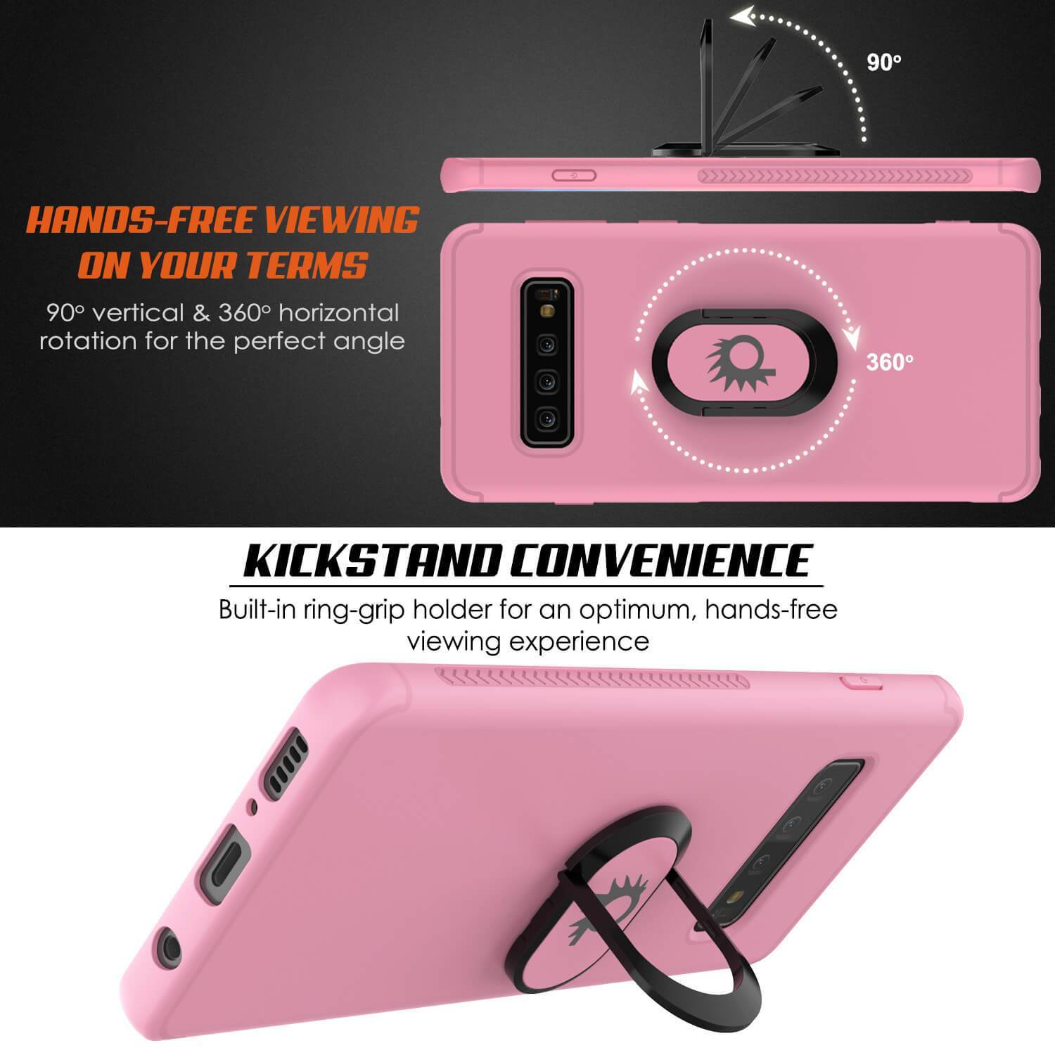 Capa Galaxy S10, capa protetora Punkcase Magnetix em TPU com suporte, protetor de tela [Cor-de-Rosa]