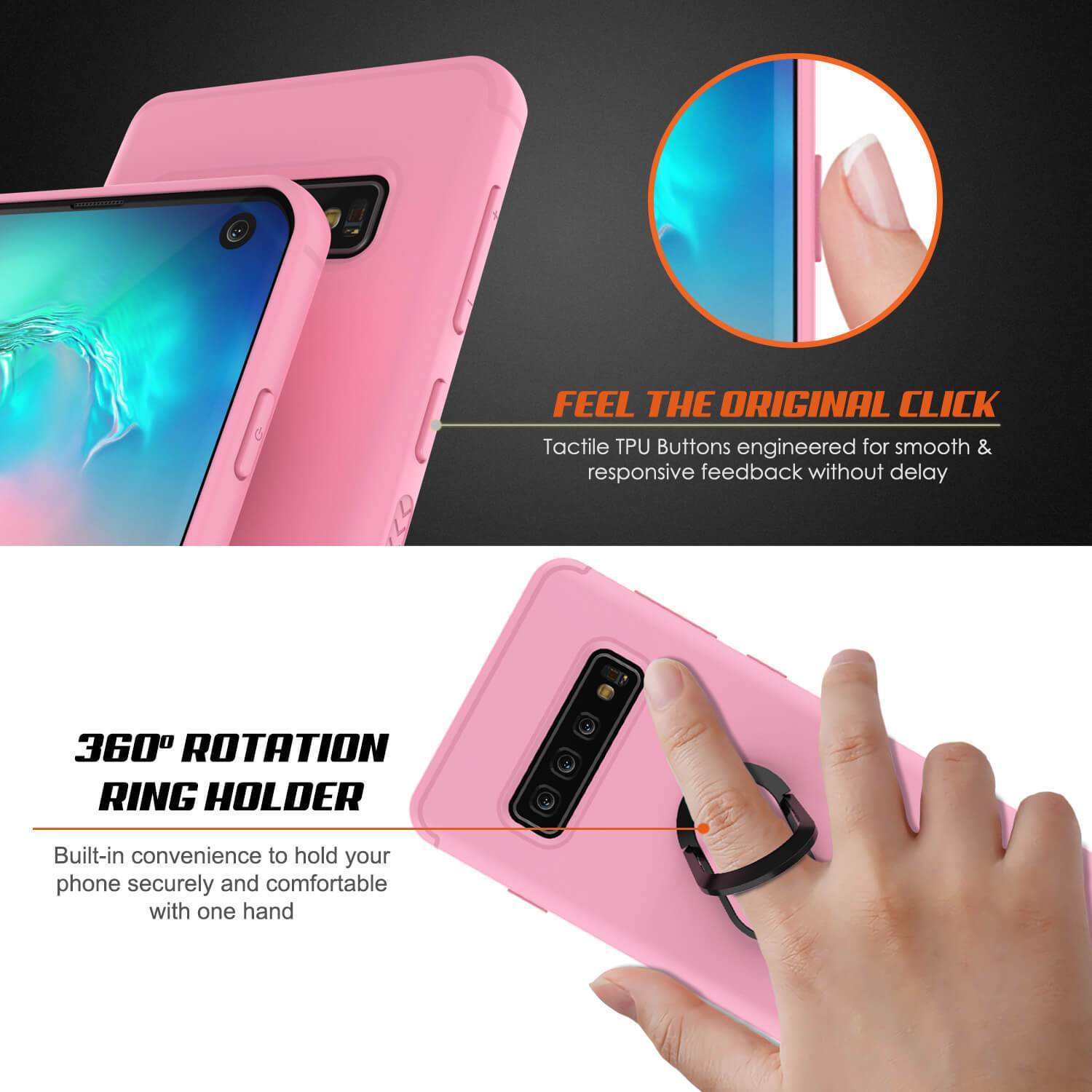 Capa Galaxy S10, capa protetora Punkcase Magnetix em TPU com suporte, protetor de tela [Cor-de-Rosa]