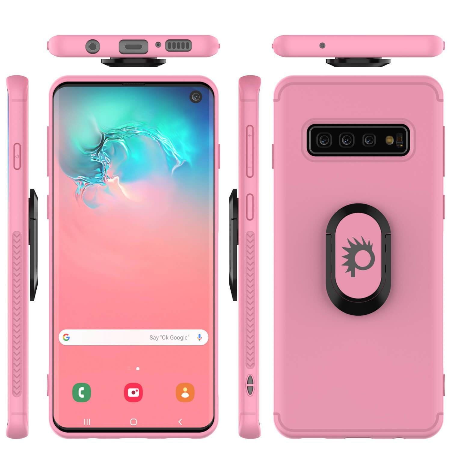 Capa Galaxy S10, capa protetora Punkcase Magnetix em TPU com suporte, protetor de tela [Cor-de-Rosa]