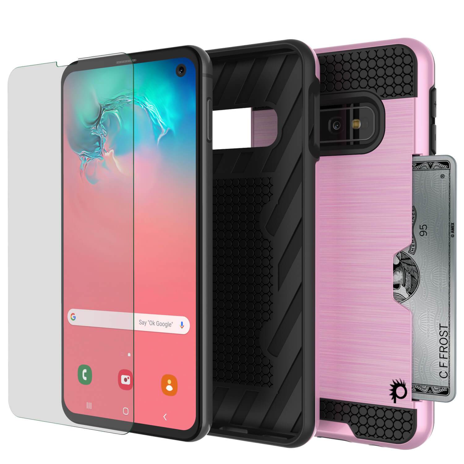 Capa para Galaxy S10e, PUNKcase [Série SLOT] [Ajuste Slim] Capa de Armadura de Dupla Camada com Sistema Anti-Choque Integrado, Slot para Cartão de Crédito [Cor-de-Rosa]