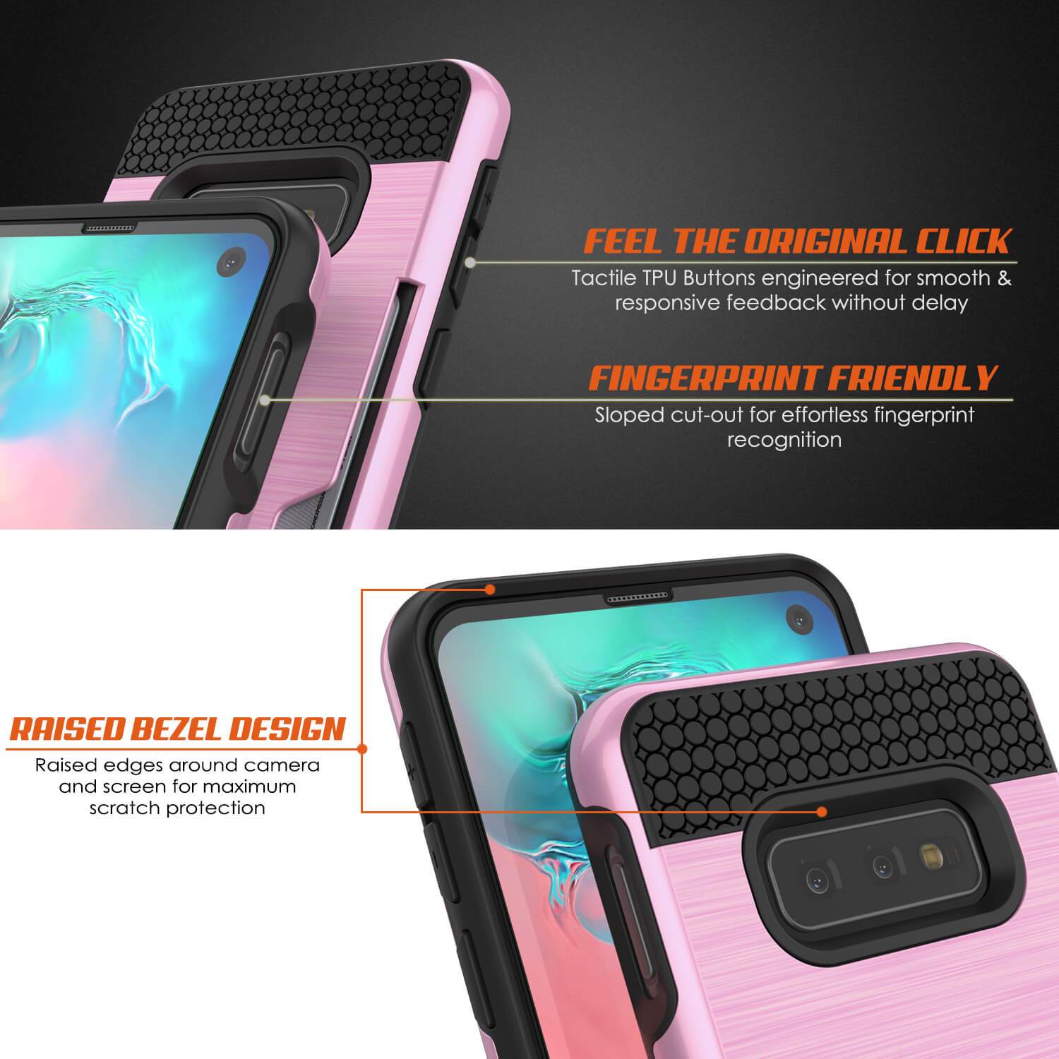 Capa para Galaxy S10e, PUNKcase [Série SLOT] [Ajuste Slim] Capa de Armadura de Dupla Camada com Sistema Anti-Choque Integrado, Slot para Cartão de Crédito [Cor-de-Rosa]