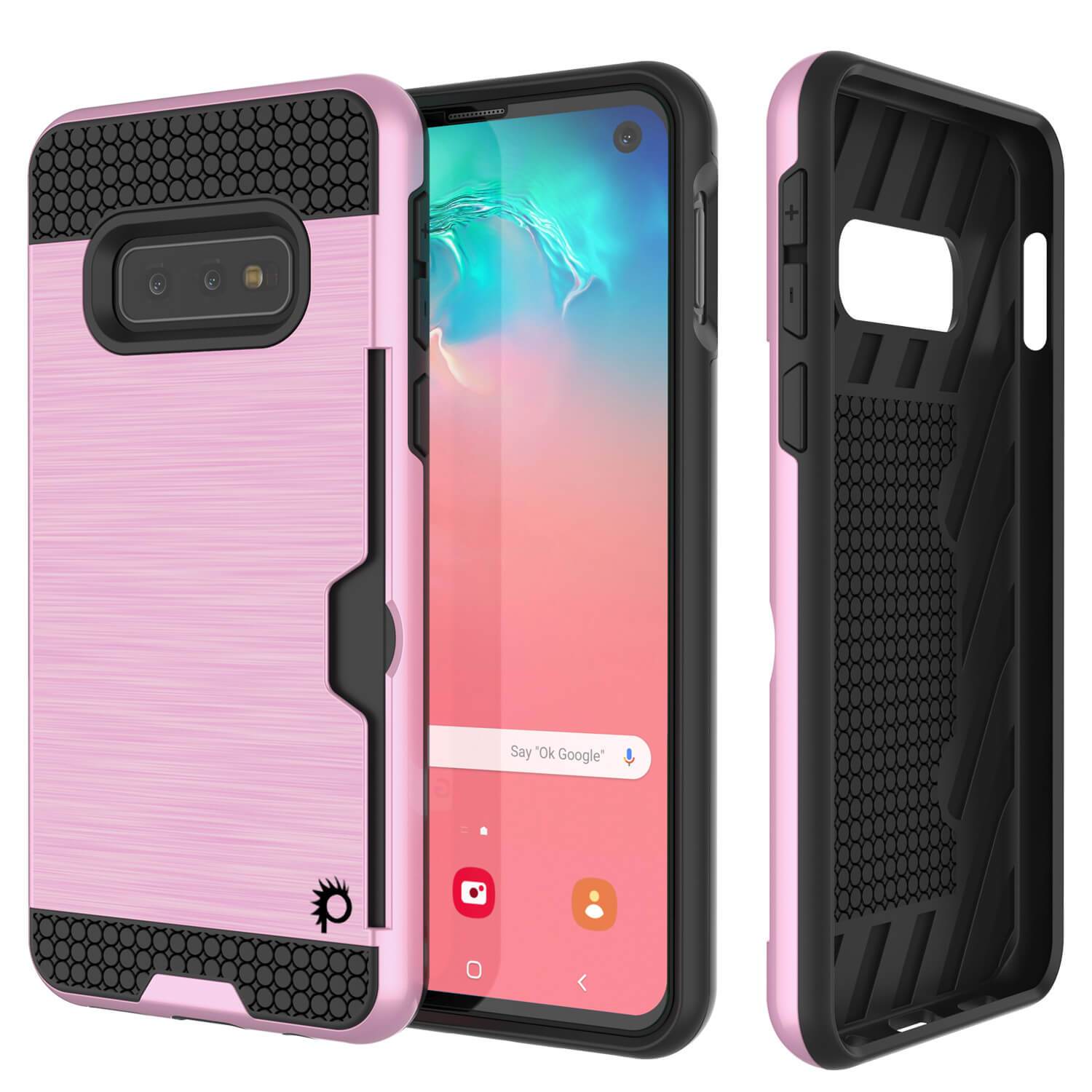 Capa para Galaxy S10e, PUNKcase [Série SLOT] [Ajuste Slim] Capa de Armadura de Dupla Camada com Sistema Anti-Choque Integrado, Slot para Cartão de Crédito [Cor-de-Rosa]