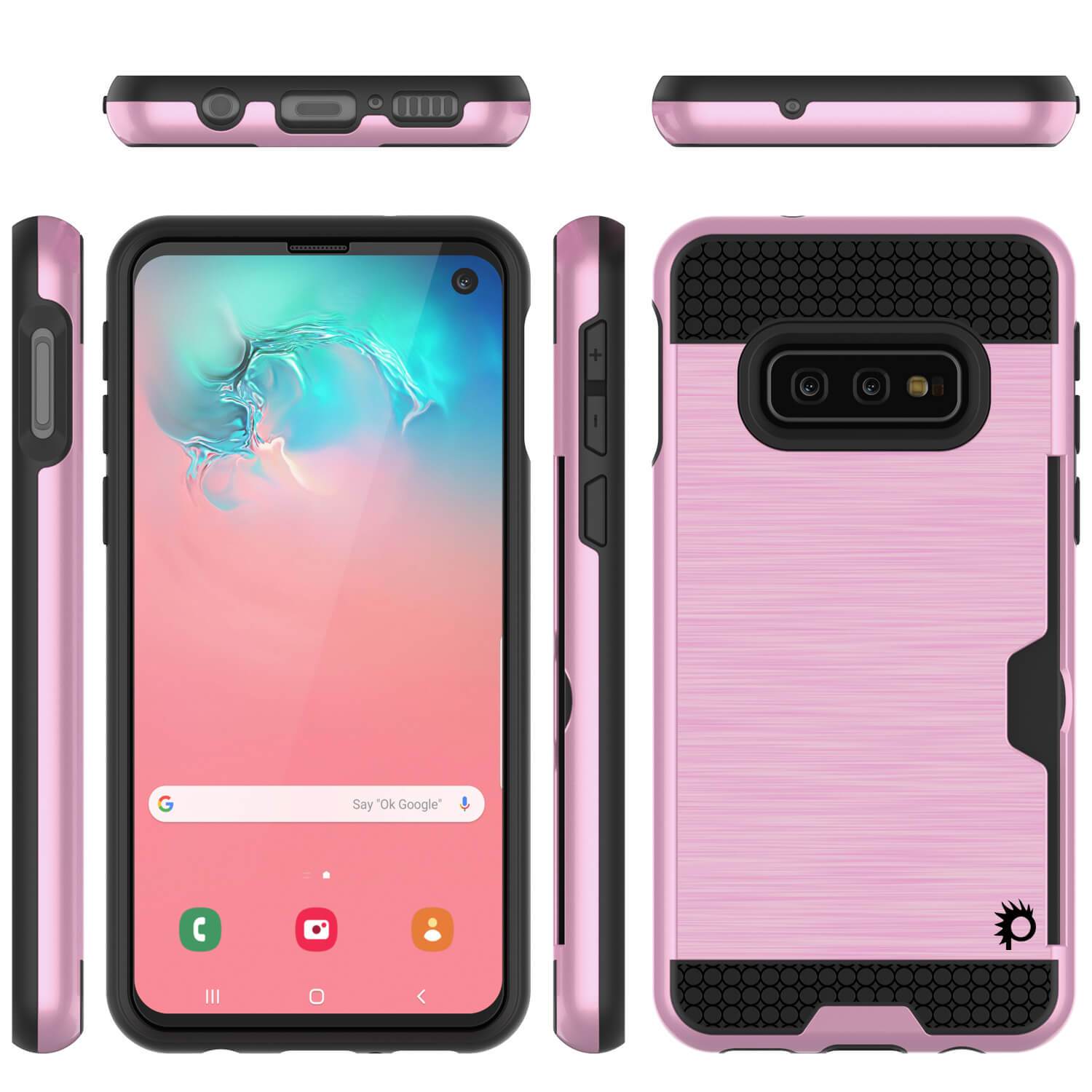 Capa para Galaxy S10e, PUNKcase [Série SLOT] [Ajuste Slim] Capa de Armadura de Dupla Camada com Sistema Anti-Choque Integrado, Slot para Cartão de Crédito [Cor-de-Rosa]