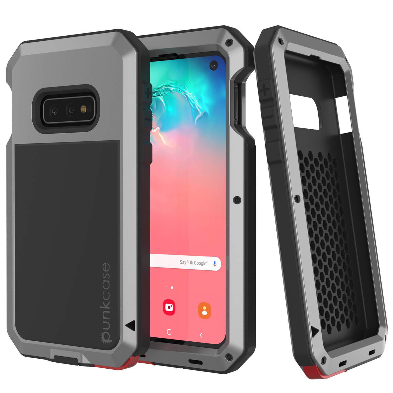 Capa de metal Galaxy S10e, capa resistente de grau militar de dever pesado [prata]