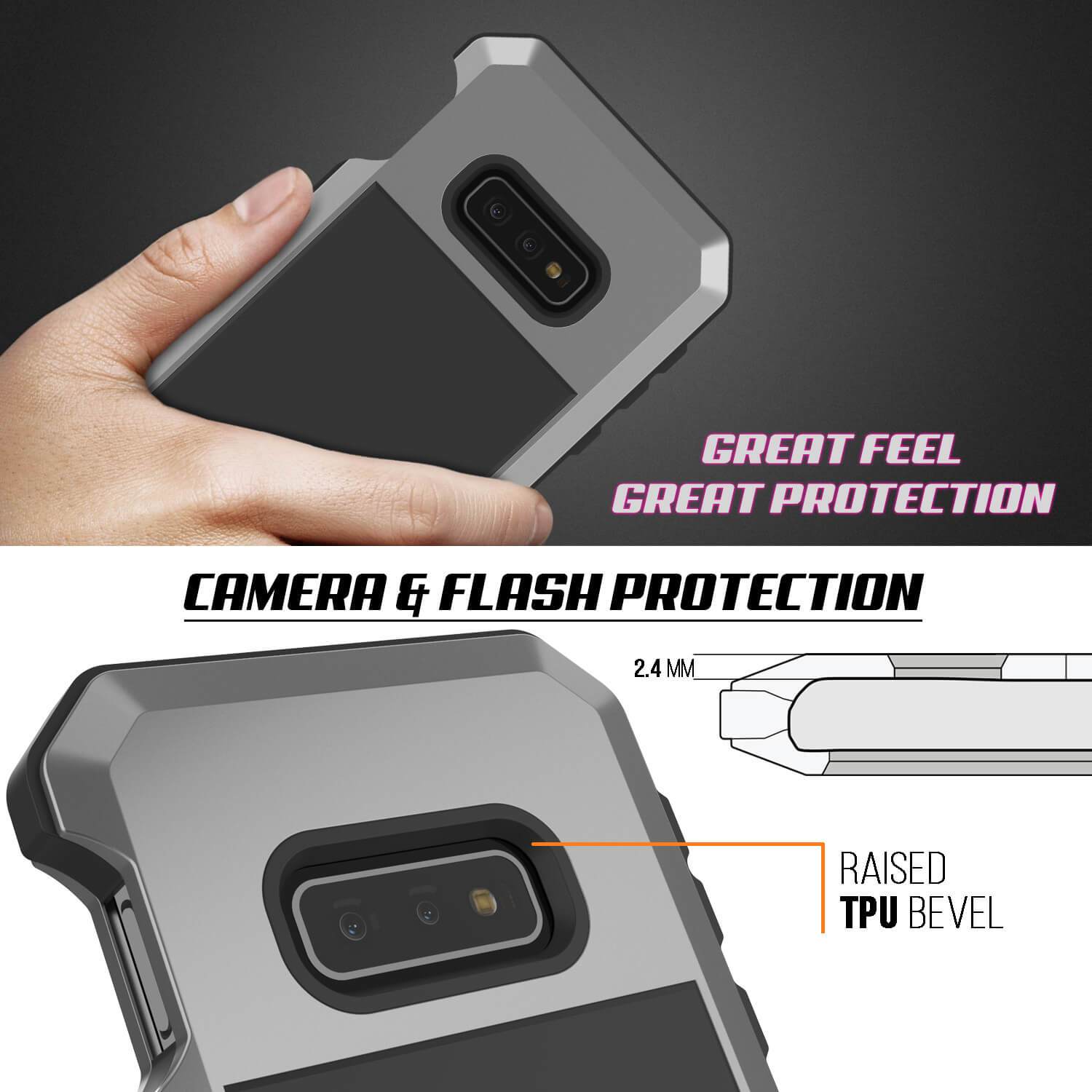 Capa de metal Galaxy S10e, capa resistente de grau militar de dever pesado [prata]