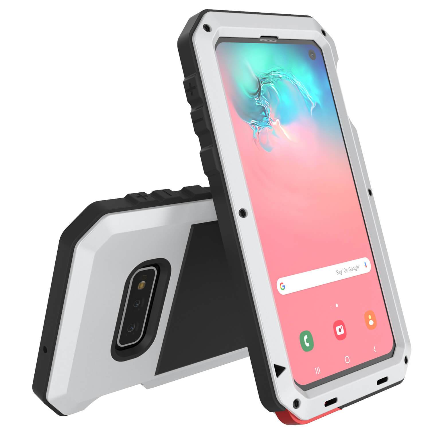 Capa de Metal Galaxy S10e, Resistente de Grau Militar, Cobertura Resistente [Branco]