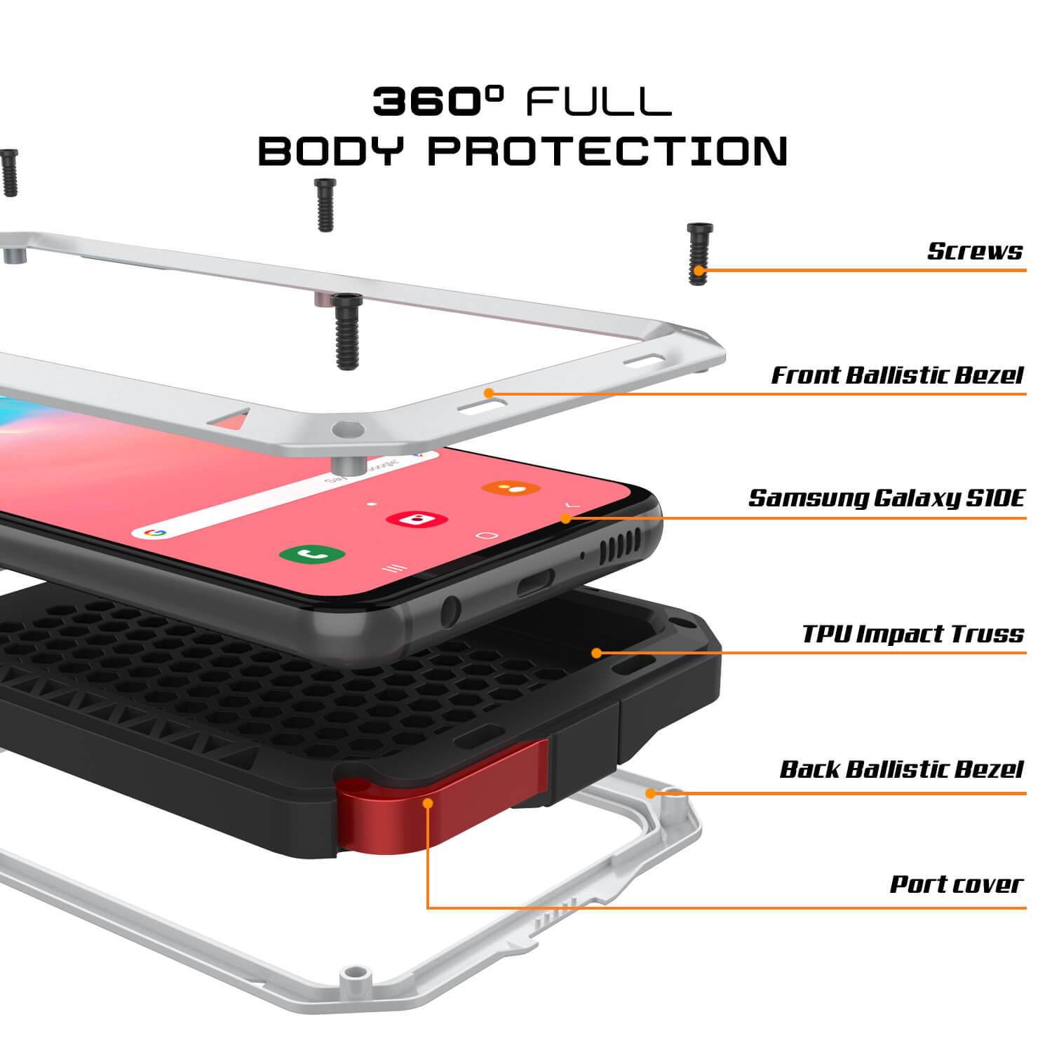 Capa de Metal Galaxy S10e, Resistente de Grau Militar, Cobertura Resistente [Branco]