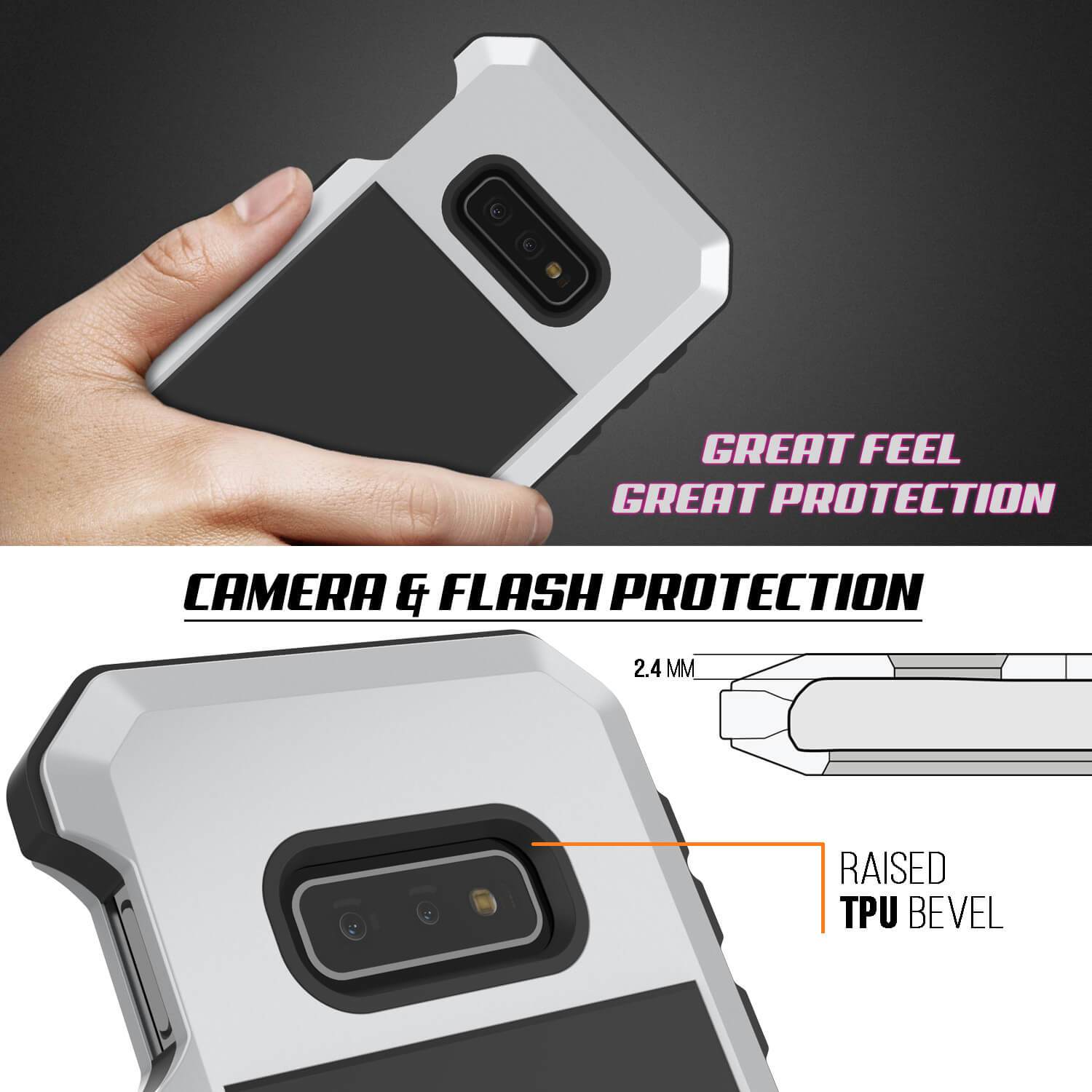 Capa de Metal Galaxy S10e, Resistente de Grau Militar, Cobertura Resistente [Branco]