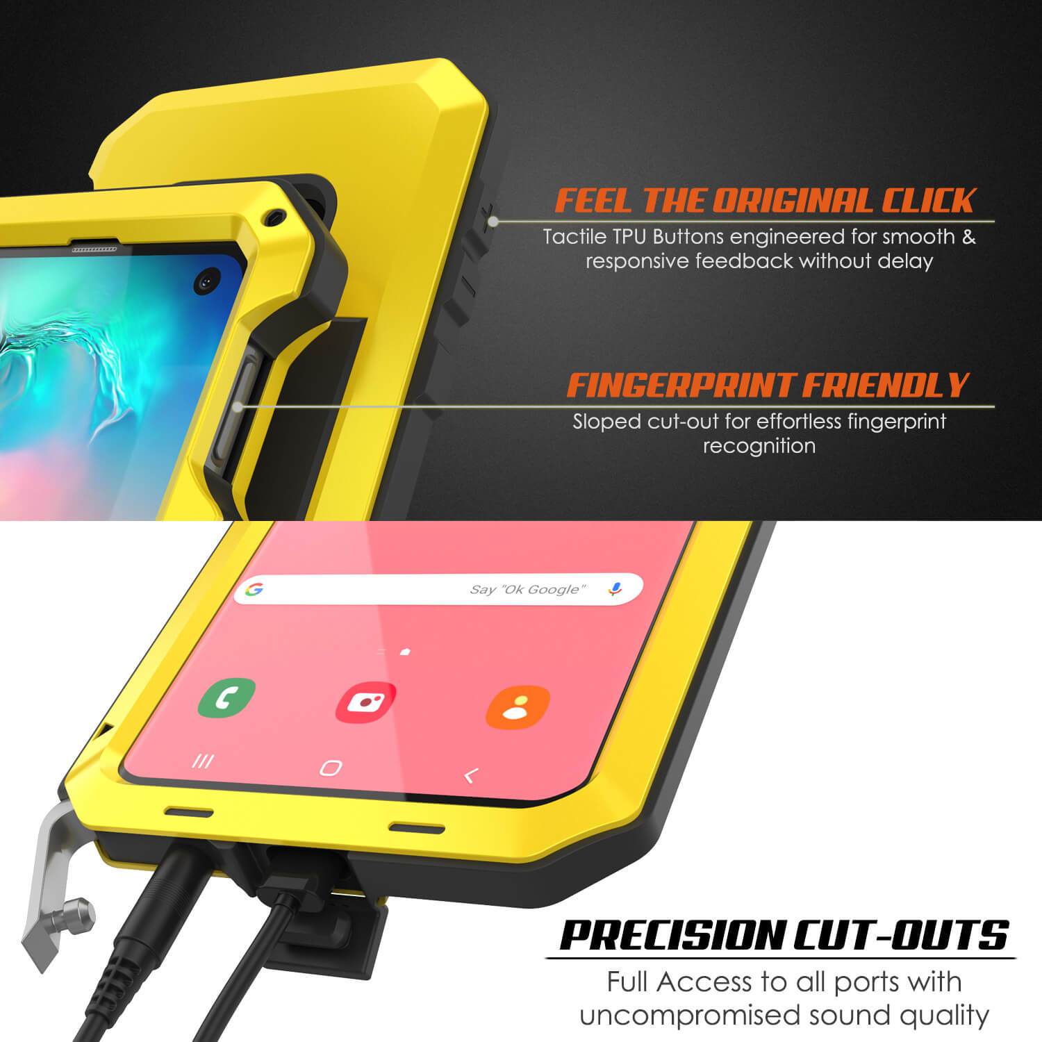 Capa de Metal para Galaxy S10e, Resistente, de Grau Militar, Cobertura Blindada [Neon]