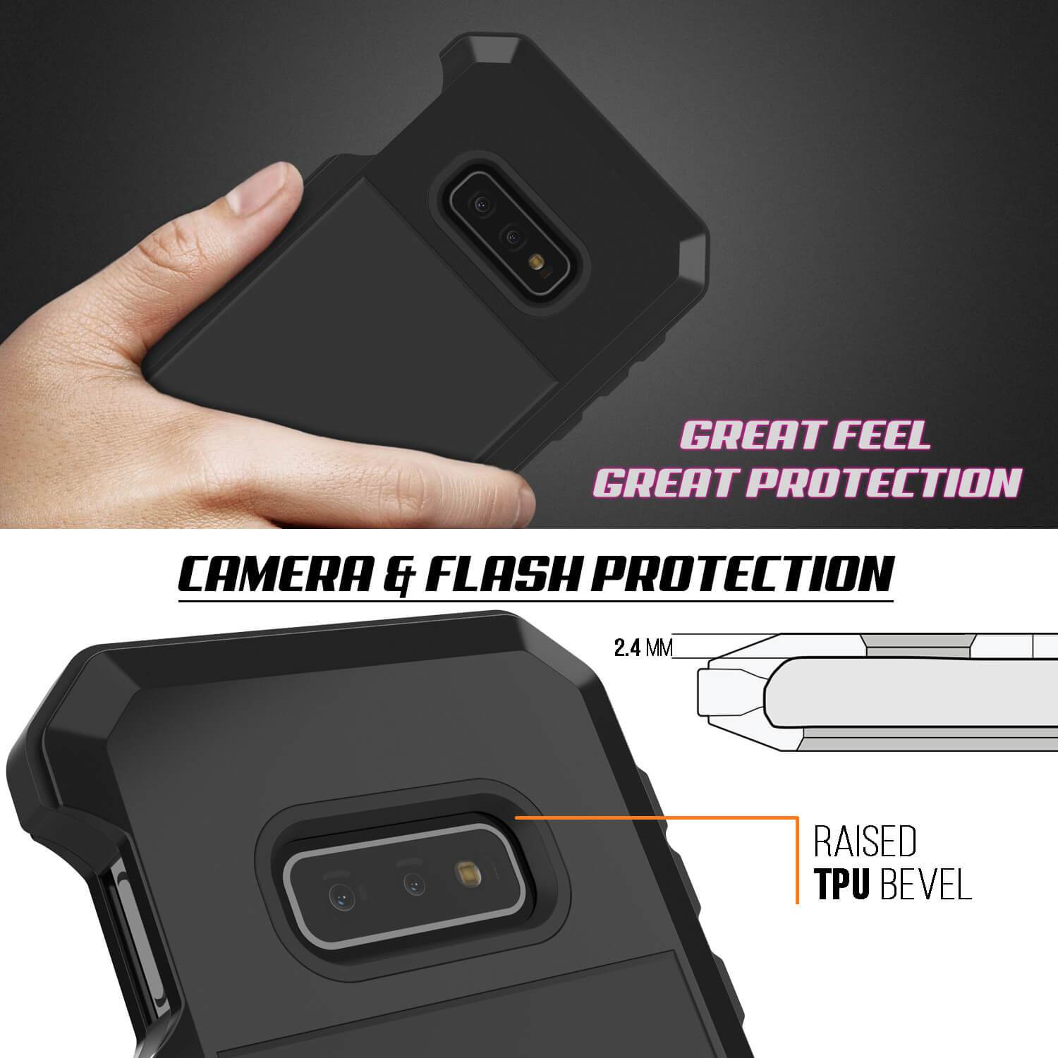 Capa de metal Galaxy S10e, capa resistente de armadura militar de grau pesado [preto]