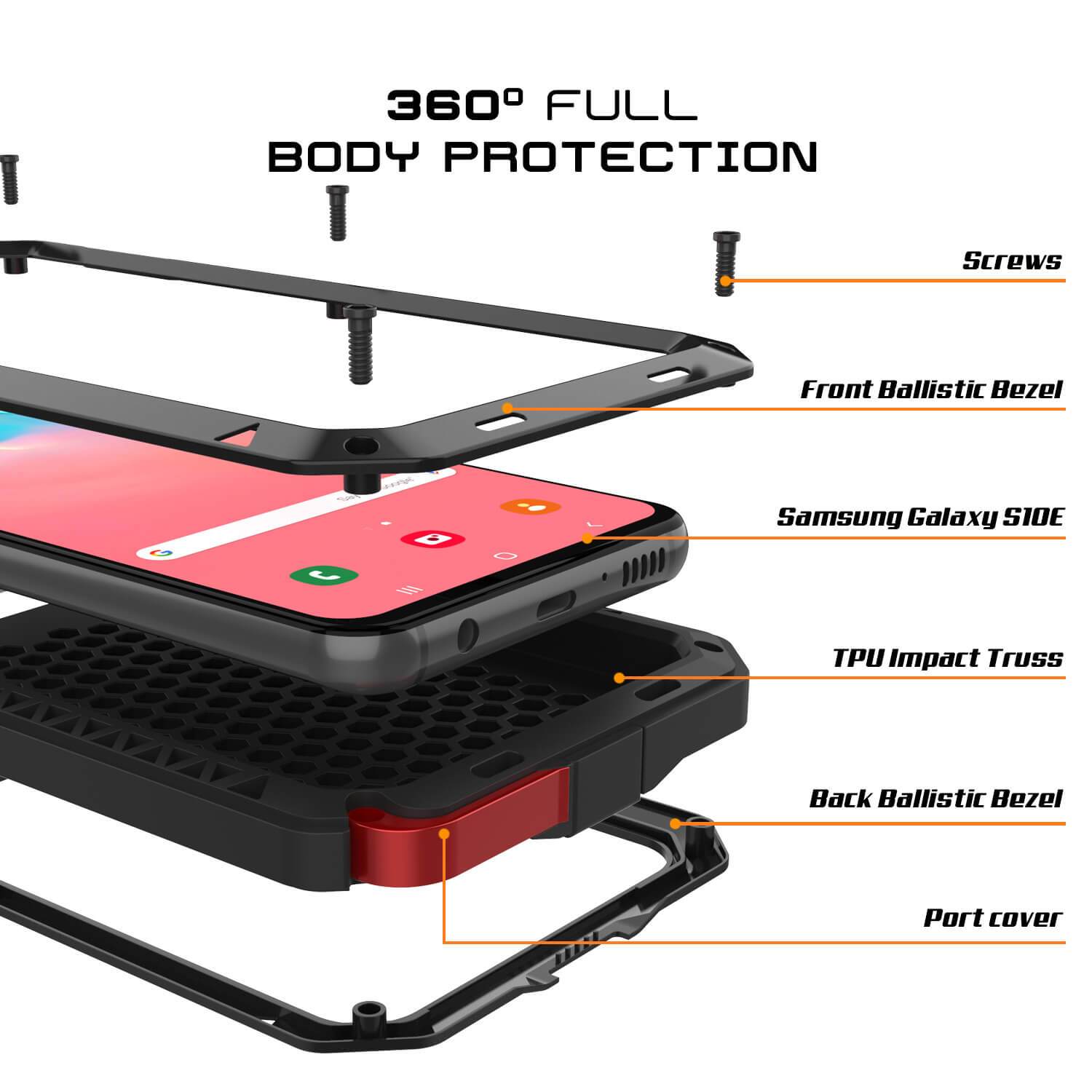 Capa de metal Galaxy S10e, capa resistente de armadura militar de grau pesado [preto]