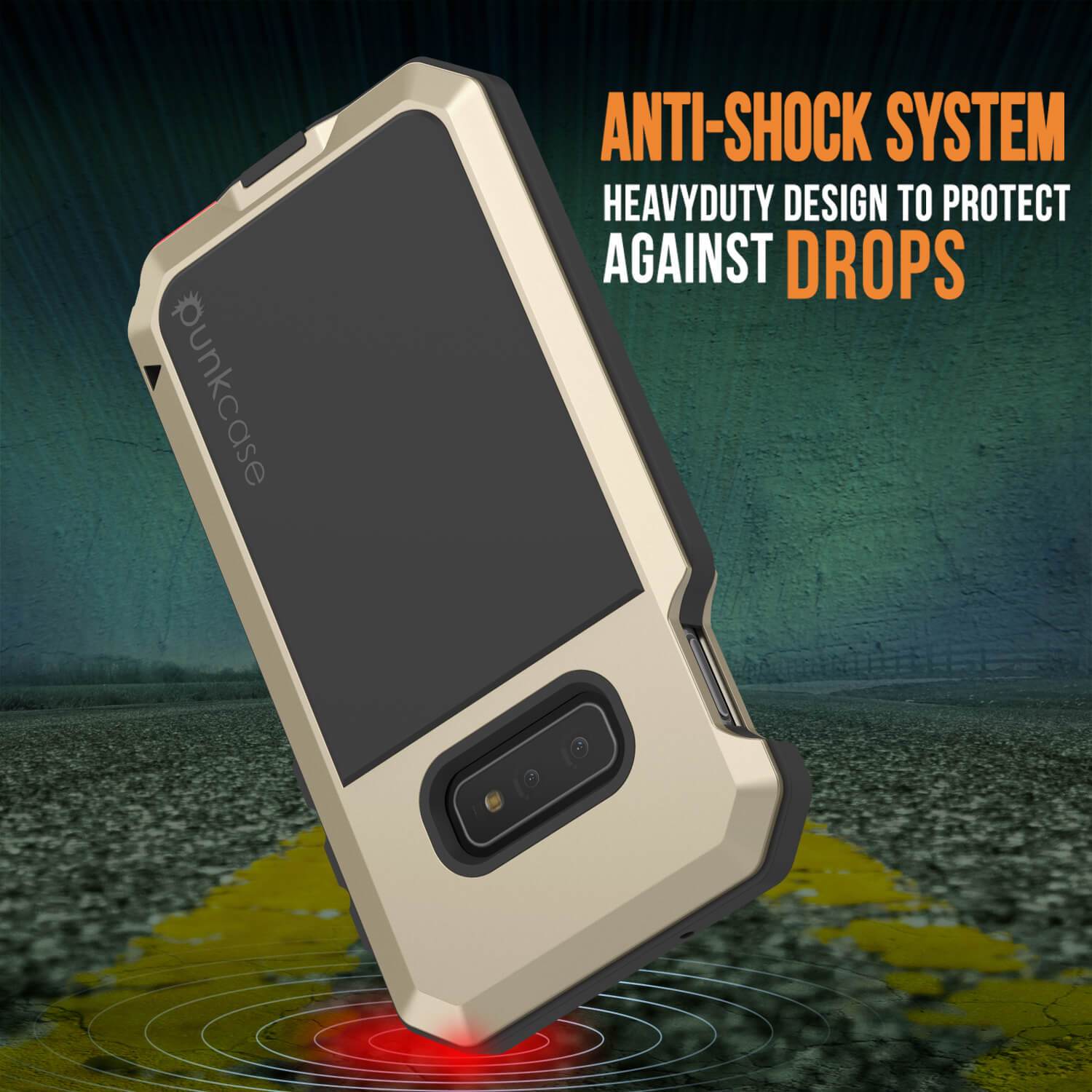 Capa de Metal para Galaxy S10e, Resistente ao uso pesado de Grau Militar, Protetor Robusto [Dourado]