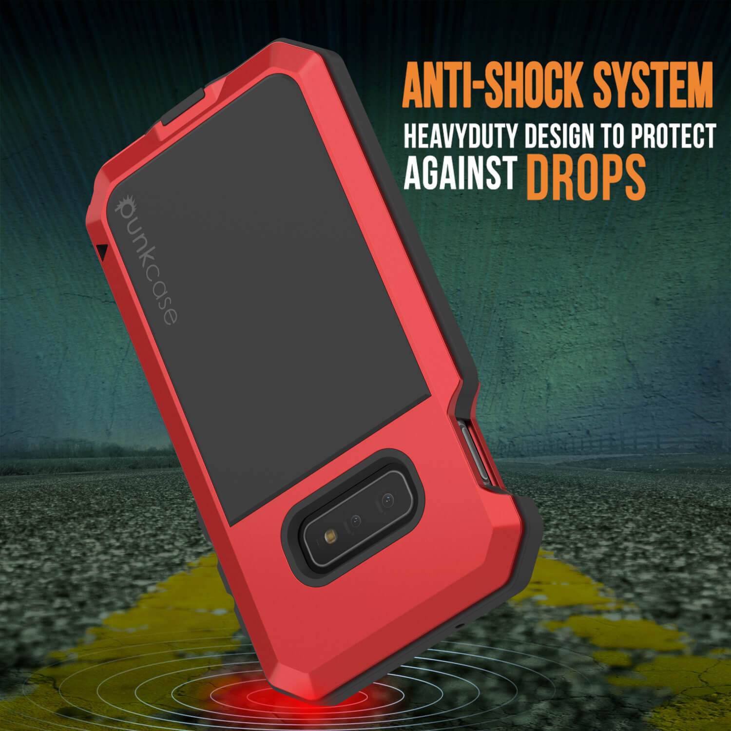 Capa de metal Galaxy S10e, resistente e robusta de qualidade militar [Vermelha]