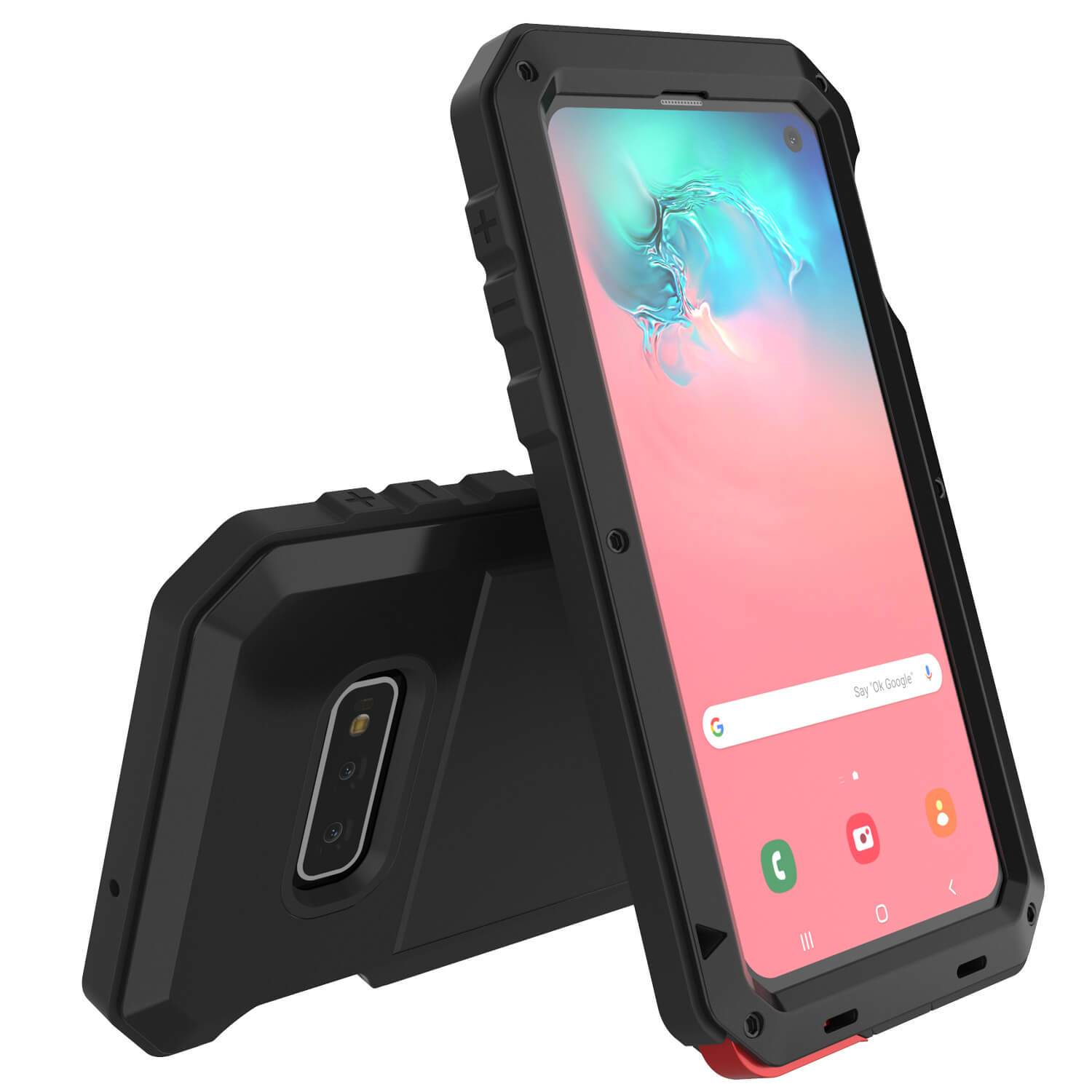 Capa de metal Galaxy S10e, capa resistente de armadura militar de grau pesado [preto]