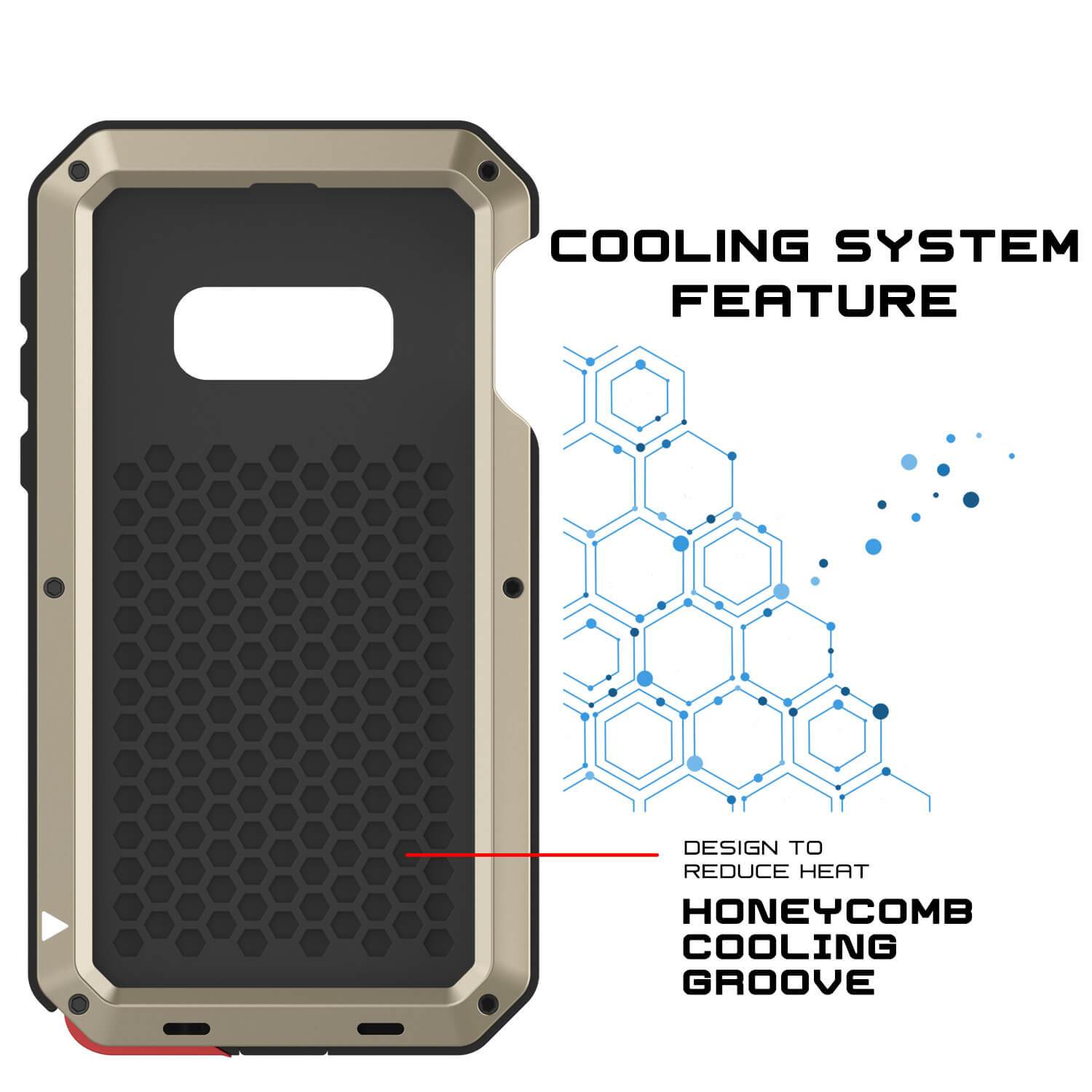 Capa de Metal para Galaxy S10e, Resistente ao uso pesado de Grau Militar, Protetor Robusto [Dourado]