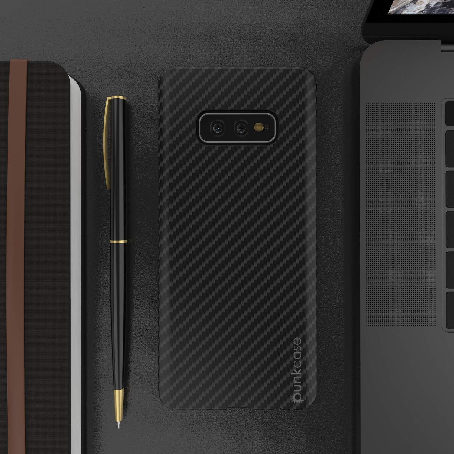 Capa Galaxy S20 Ultra Plus, Punkcase CarbonShield, Resistente e Ultra Fina, Capa de Couro PU Preta em Duas Peças de Camada Dupla (Estilo Fibra de Carbono)
