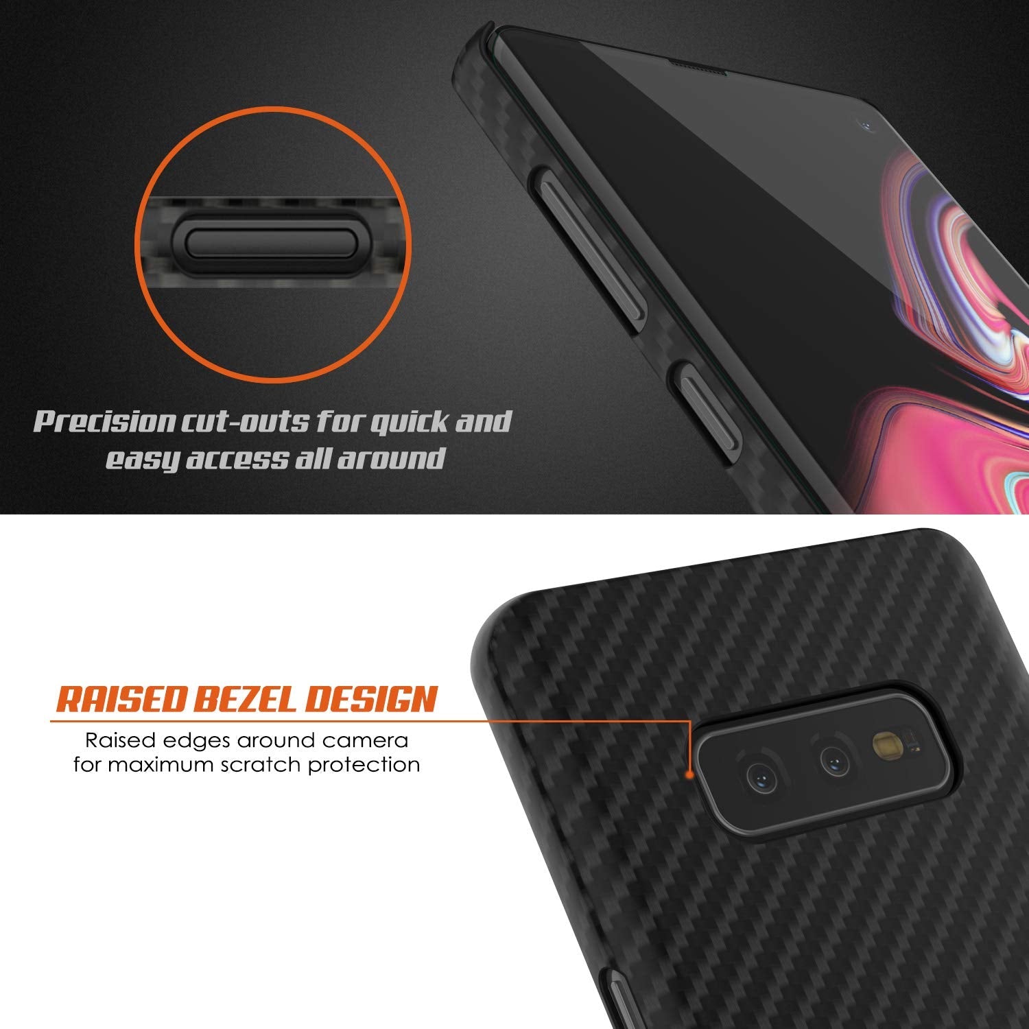 Capa Galaxy S10e Plus, Punkcase CarbonShield, Resistente e Ultra Fina 2 Peças Dupla Camada PU Couro Preto Jato