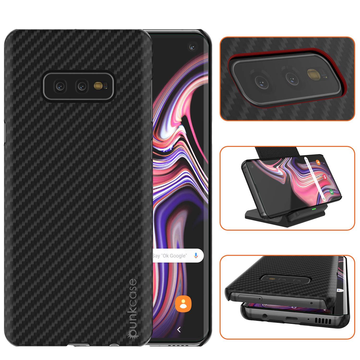 Capa Galaxy S20 Ultra Plus, Punkcase CarbonShield, Resistente e Ultra Fina, Capa de Couro PU Preta em Duas Peças de Camada Dupla (Estilo Fibra de Carbono)