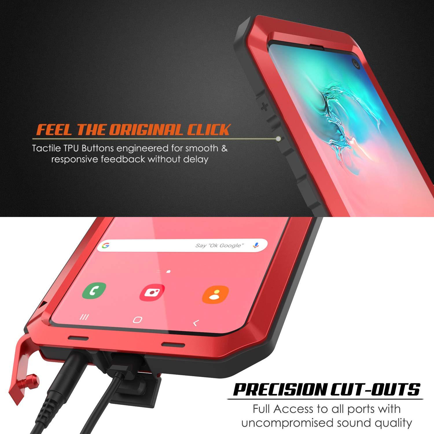 Capa de Metal Galaxy S10, Capa Resistente Militar de Grau Pesado [Vermelho]