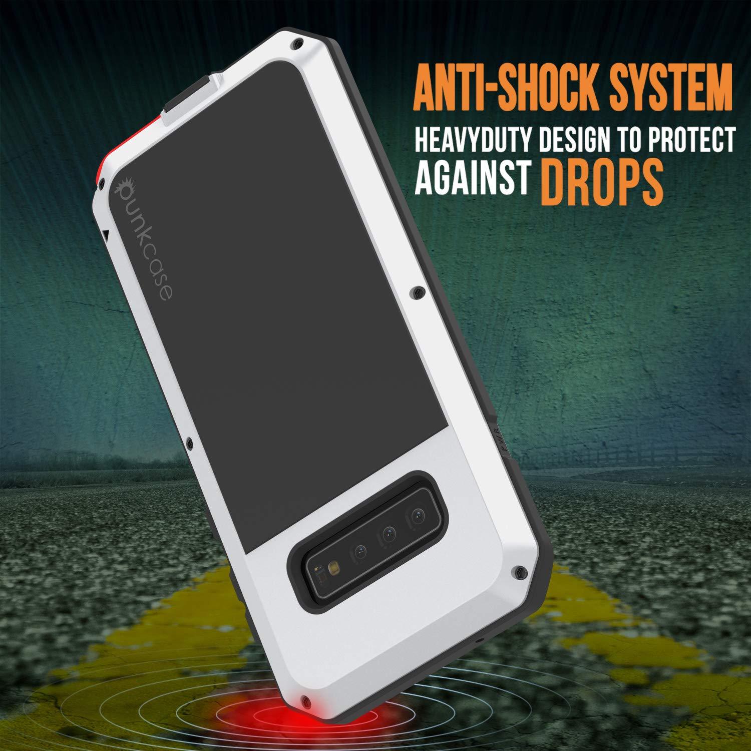 Capa de Metal Galaxy S10, Resistente Militar de Grau de Proteção Resistente [Branco]