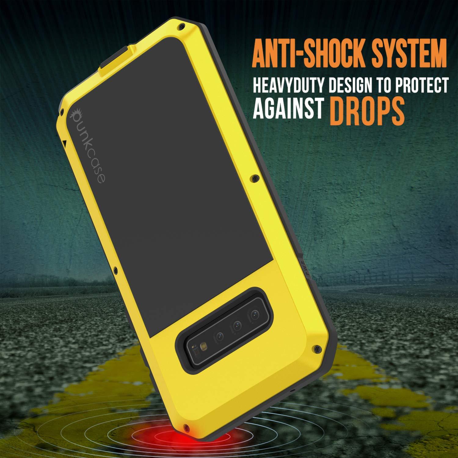 Capa de metal Galaxy S10+ Plus, resistente de grau militar, armadura robusta [Neon]