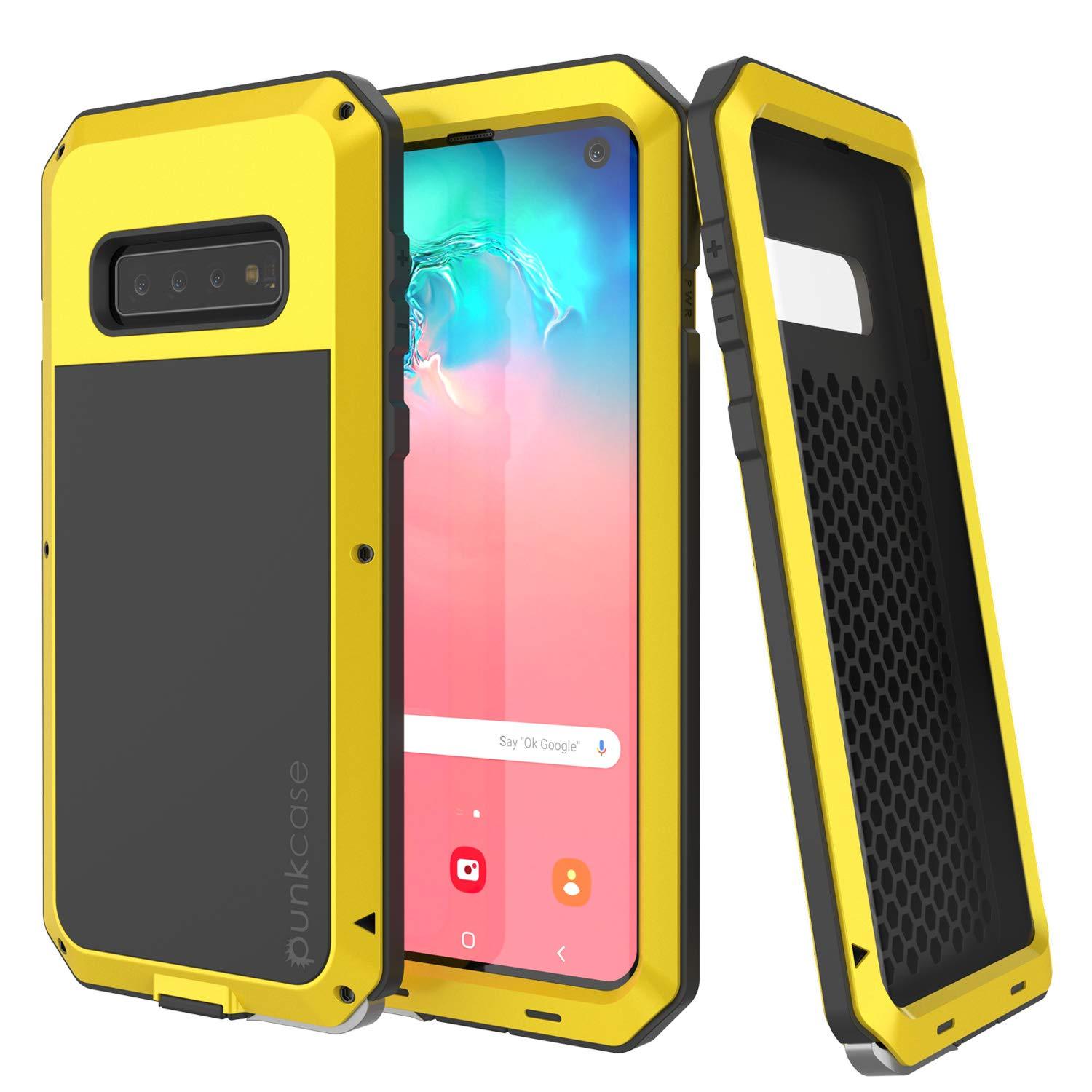 Capa de metal para Galaxy S10, de alta resistência, feita com material militar robusto [Neon]