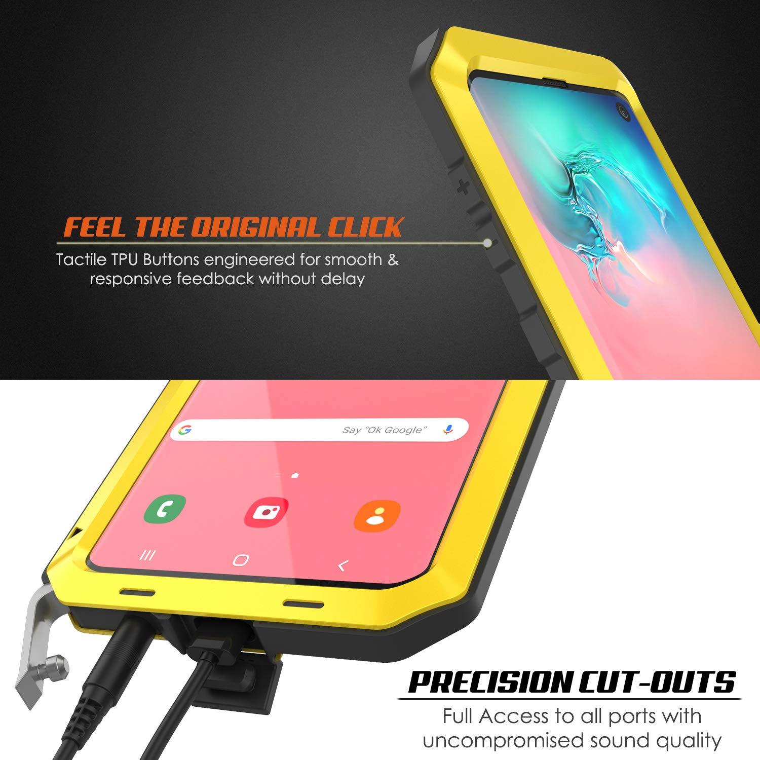 Capa de metal Galaxy S10+ Plus, resistente de grau militar, armadura robusta [Neon]