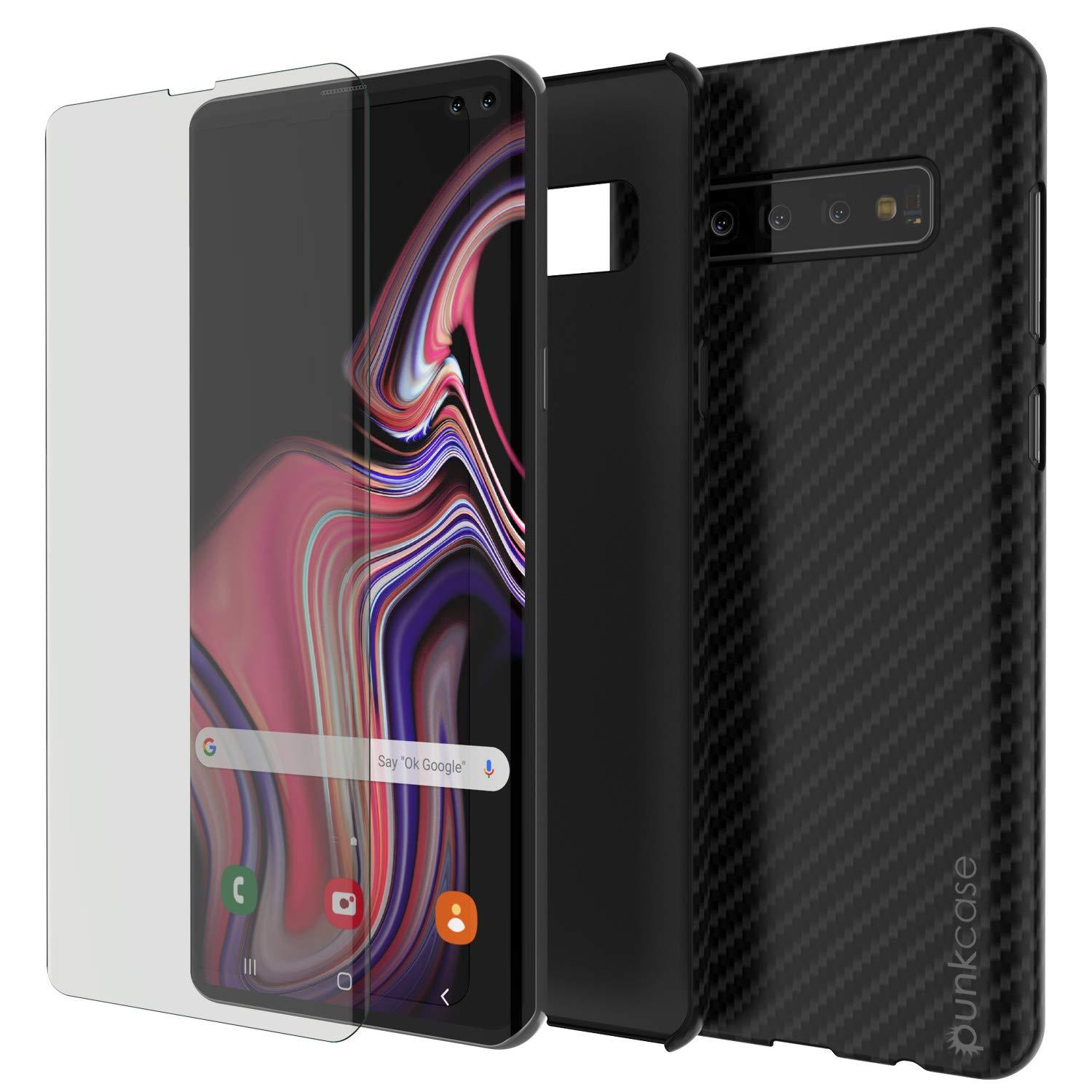 Capa Galaxy S20+ Plus, Punkcase CarbonShield, Resistente e Ultra Fina Capa de Couro PU em Duas Peças Preto Jet (Estilo Fibra de Carbono)
