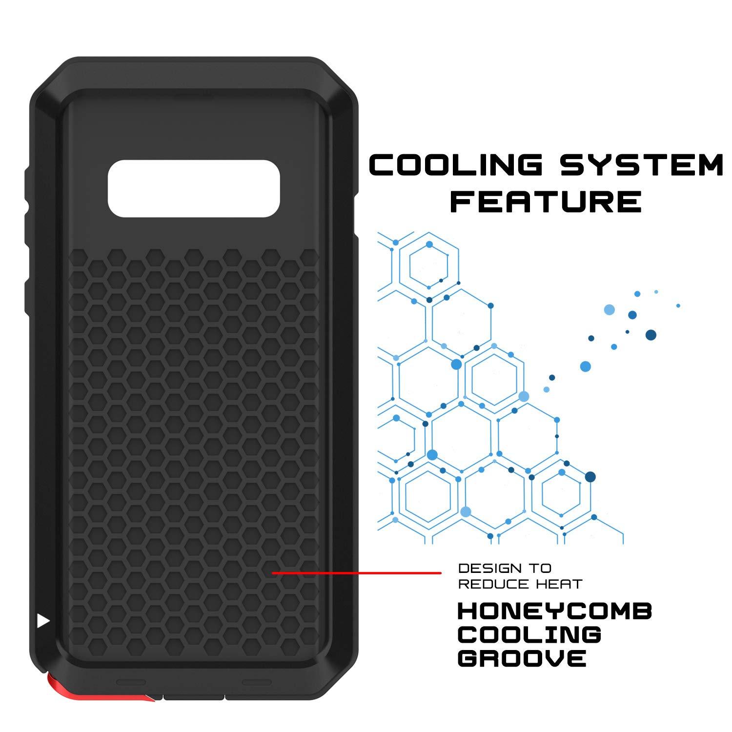 Caixa de metal Galaxy S10+ Plus, capa resistente de grau militar de alta resistência [Preto]