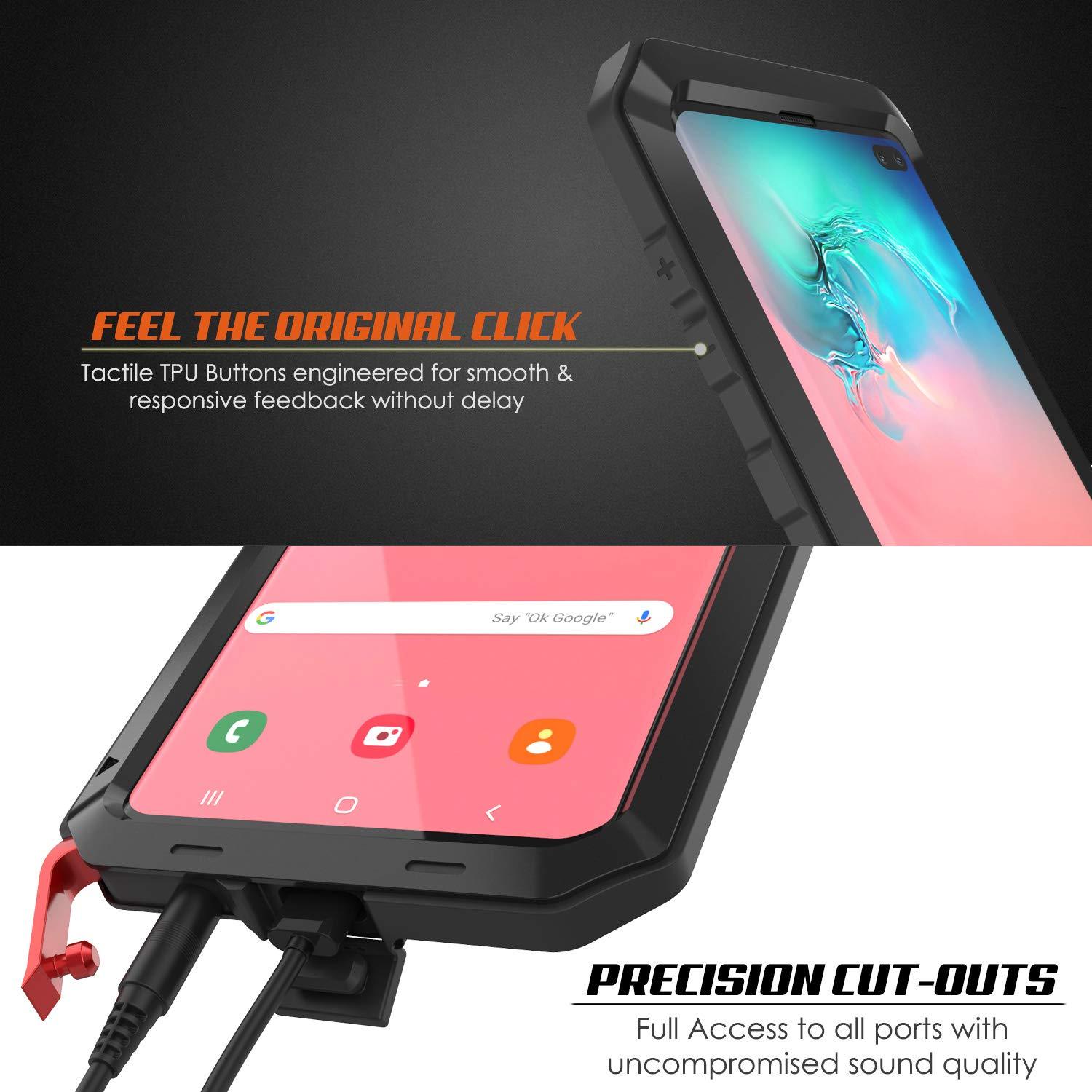 Caixa de metal Galaxy S10+ Plus, capa resistente de grau militar de alta resistência [Preto]