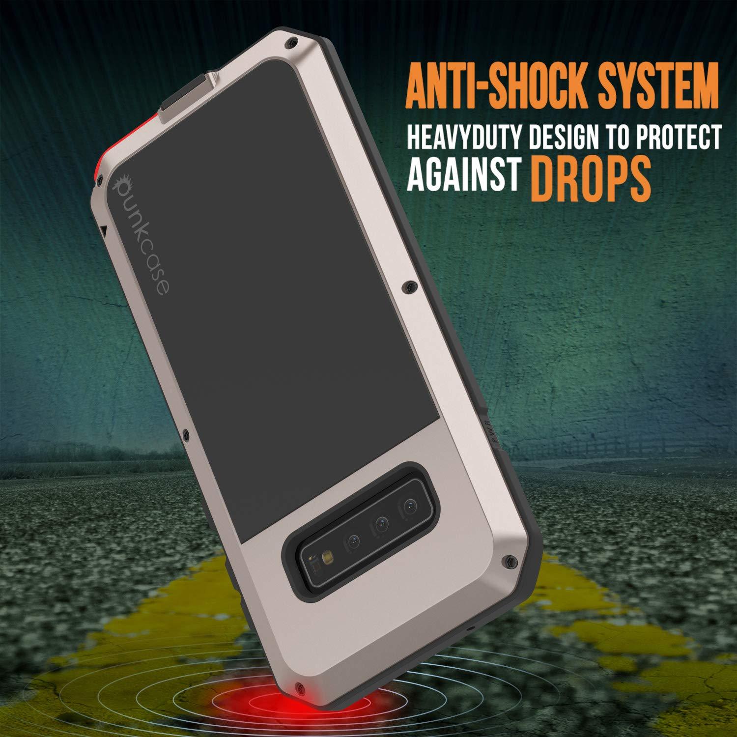 Capa de Metal para Galaxy S10+ Plus, Resistente a Militar de Grau Robusto [Dourado]