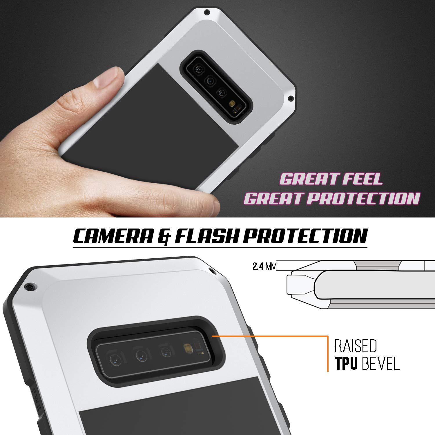 Capa de metal Galaxy S10+ Plus, resistente de Grau Militar, armadura robusta [Branco]