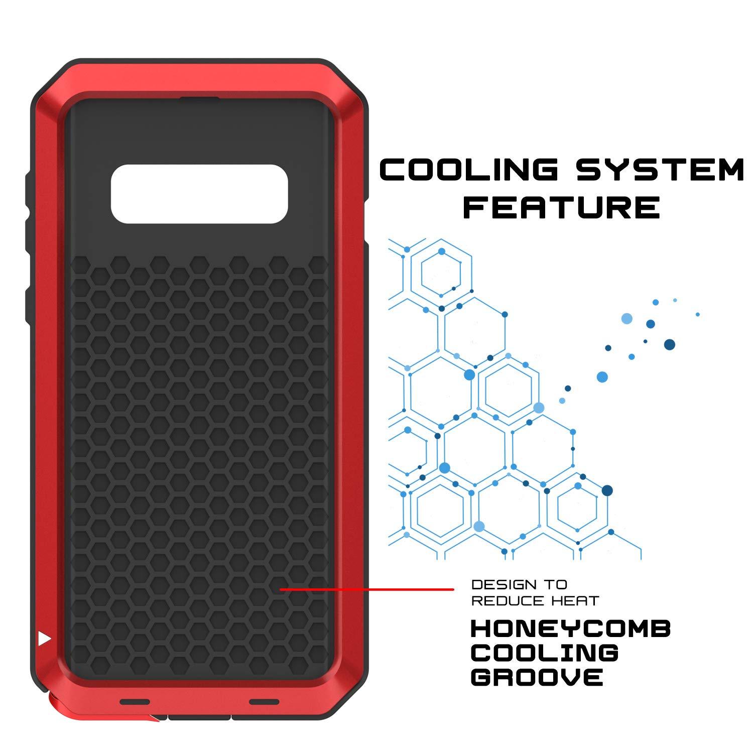 Capa de metal Galaxy S10+ Plus, resistente de grau militar, capa de armadura resistente [Vermelho]