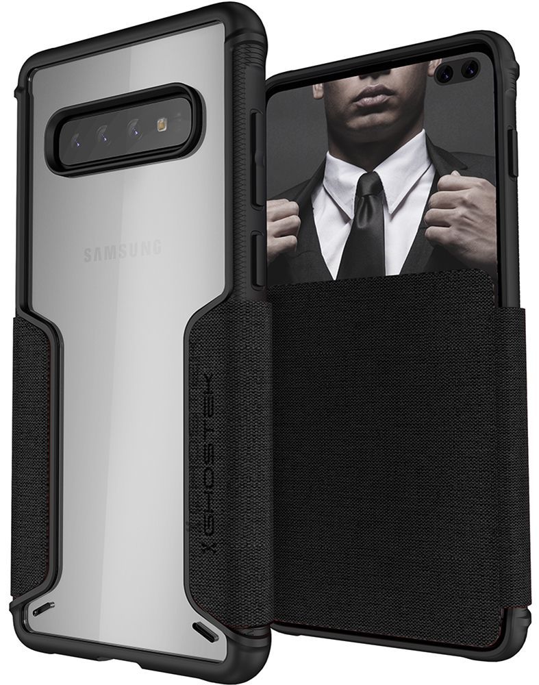 Capa de carteira para Galaxy S10+ Plus | Série Exec 3 [Preto]