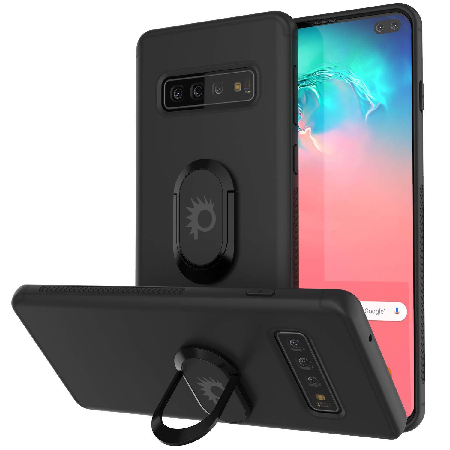 Galaxy S10+ Plus, Capa Protetora TPU Punkcase Magnetix com Suporte, Protetor de Tela [Preto]