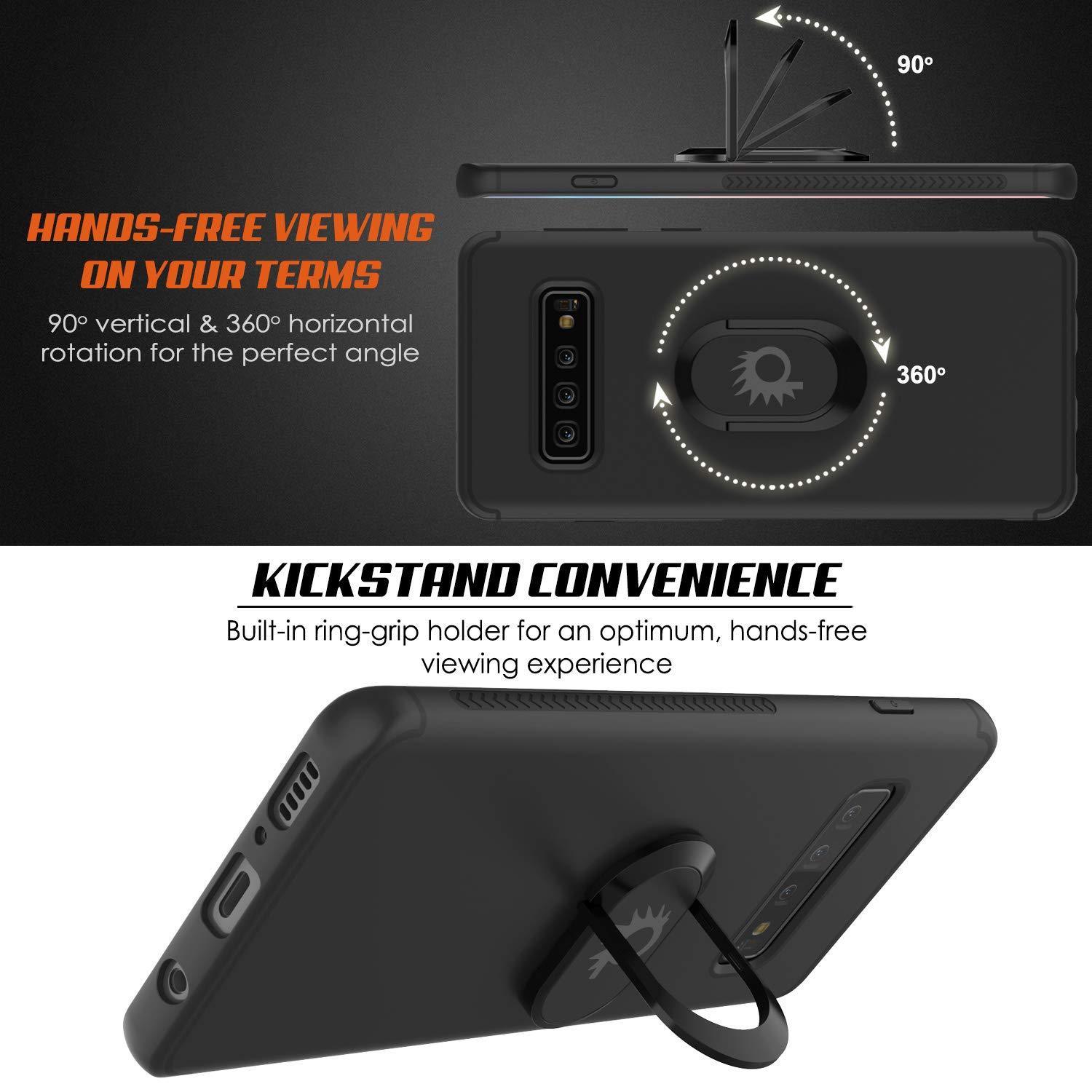 Galaxy S10+ Plus, Punkcase Magnetix Protective TPU Cover W/ Kickstand, Sceen Protector[Black] (Color in image: blue)