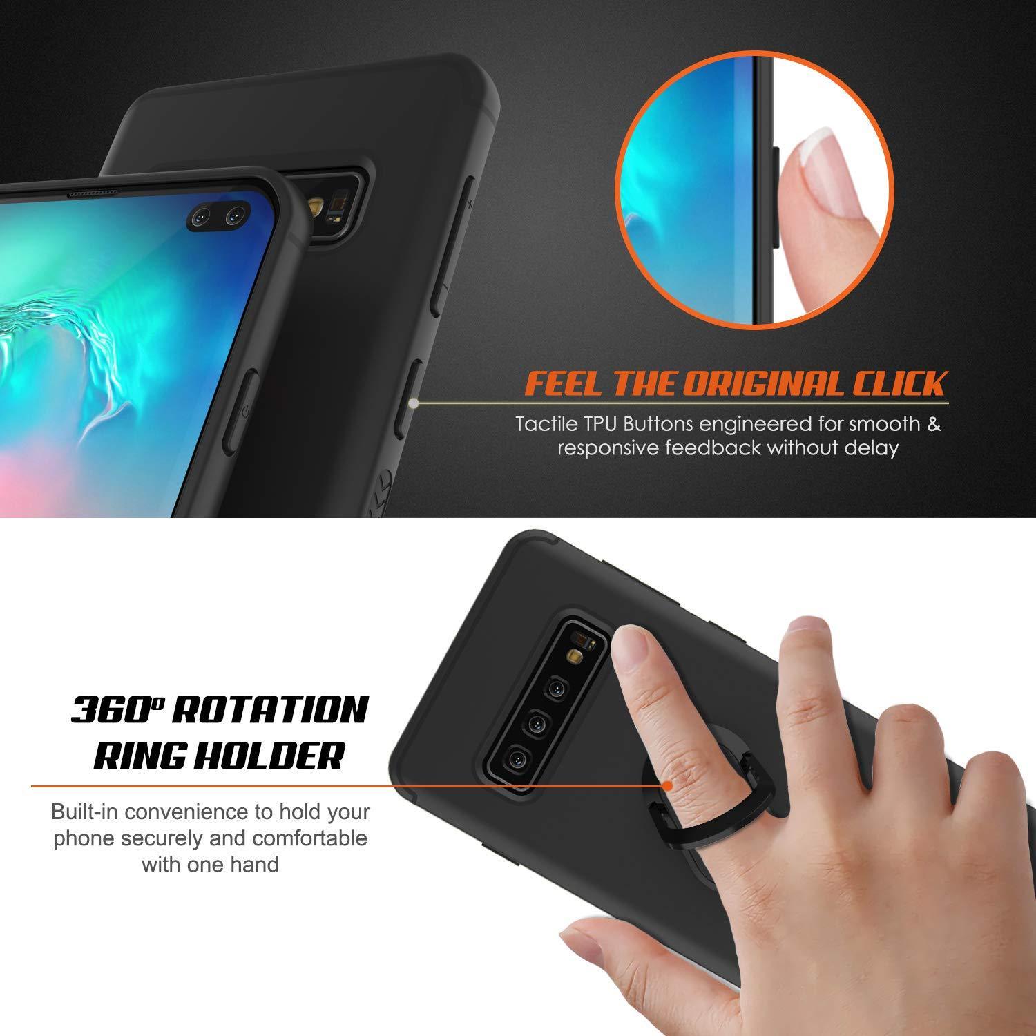 Galaxy S10+ Plus, Punkcase Magnetix Protective TPU Cover W/ Kickstand, Sceen Protector[Black] (Color in image: red)