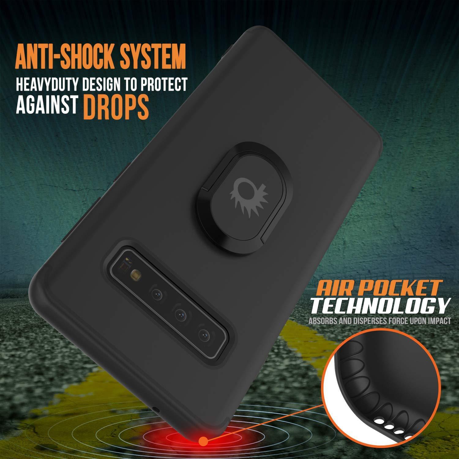 Galaxy S10+ Plus, Punkcase Magnetix Protective TPU Cover W/ Kickstand, Sceen Protector[Black] 