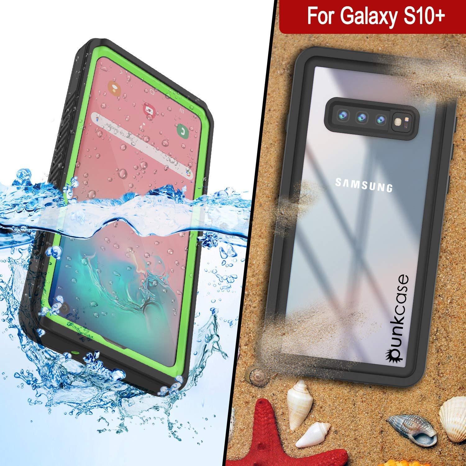 Capa protetora à prova d'água e à prova de choque para Galaxy S10+ Plus [Verde Claro]