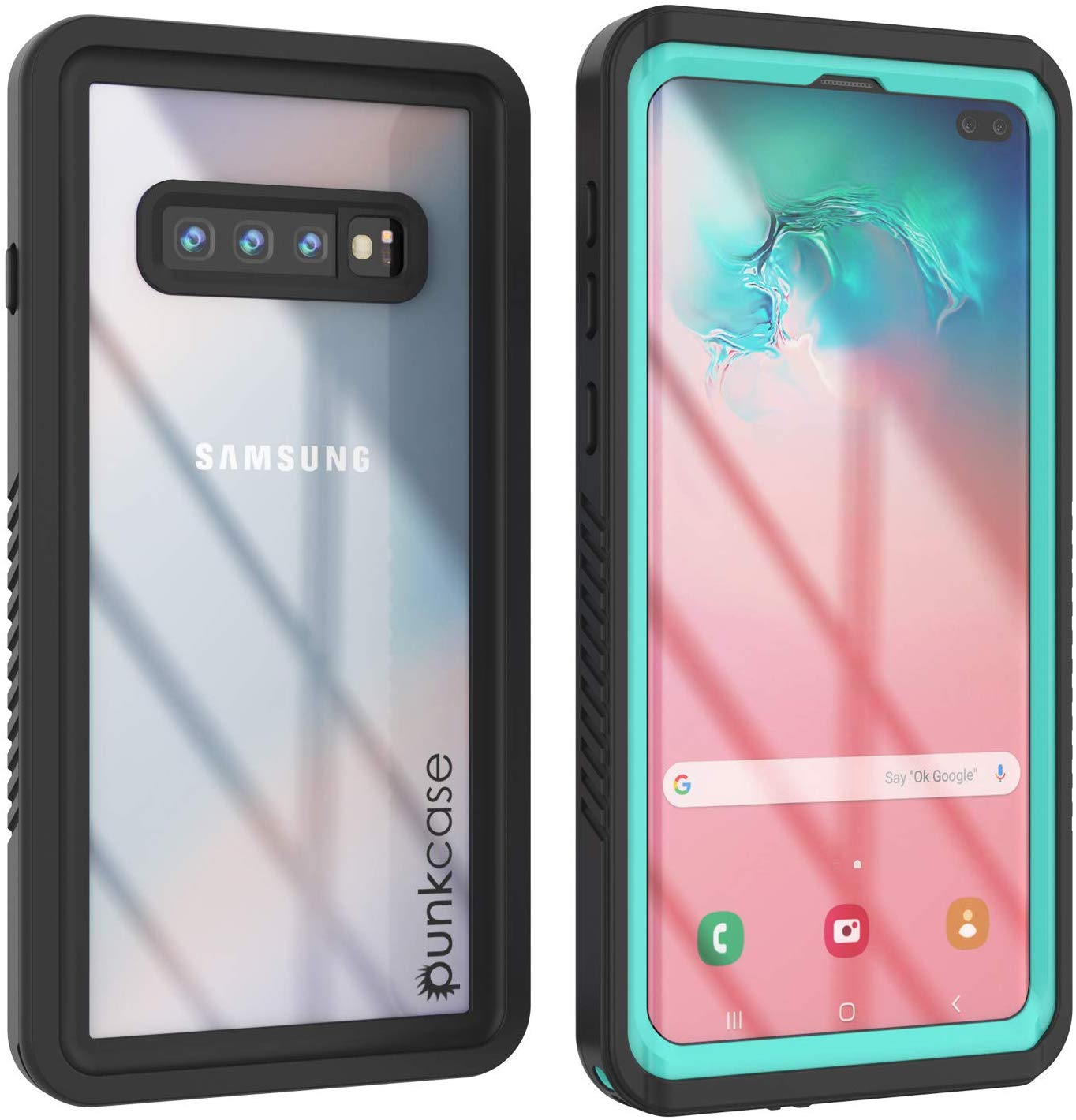 Galaxy S10+ Plus à Prova d'Água/Choque/Neve | Protetor de Tela (Teal)