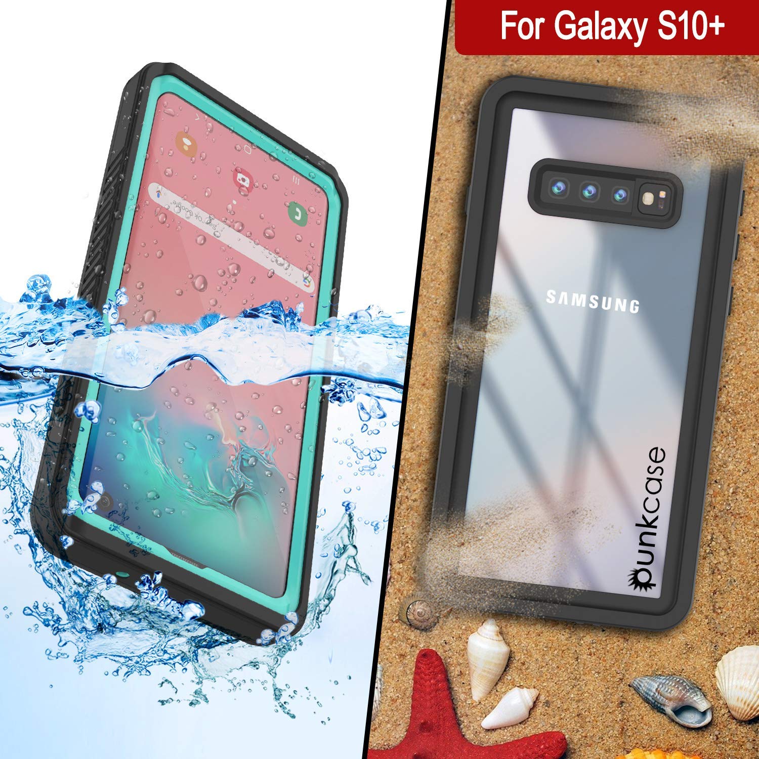 Galaxy S10+ Plus à Prova d'Água/Choque/Neve | Protetor de Tela (Teal)