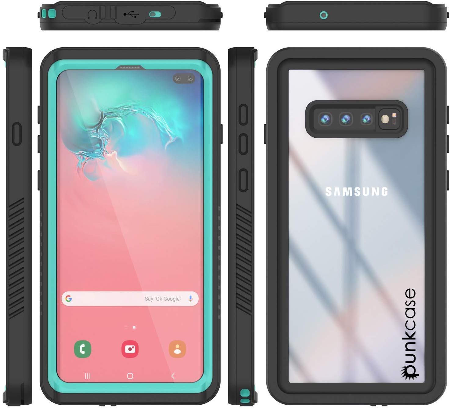 Galaxy S10+ Plus à Prova d'Água/Choque/Neve | Protetor de Tela (Teal)