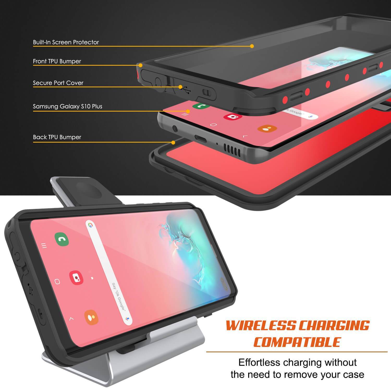 Capa à prova d'água Galaxy S10+ Plus PunkCase StudStar Vermelha Fina 6,6 pés Subaquática IP68 à Prova de Choque/Neve