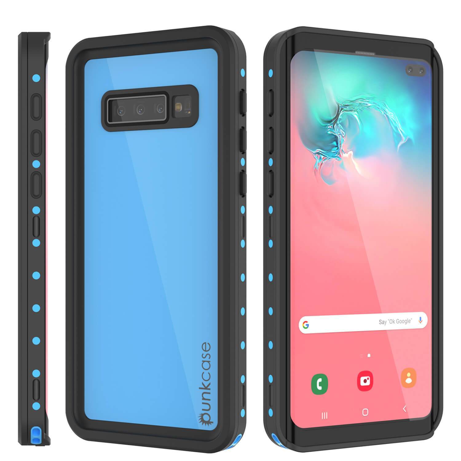 Capa à prova d'água Galaxy S10+ Plus PunkCase StudStar Light Blue Fina 6,6 pés à prova d'água IP68 Resistente a impactos