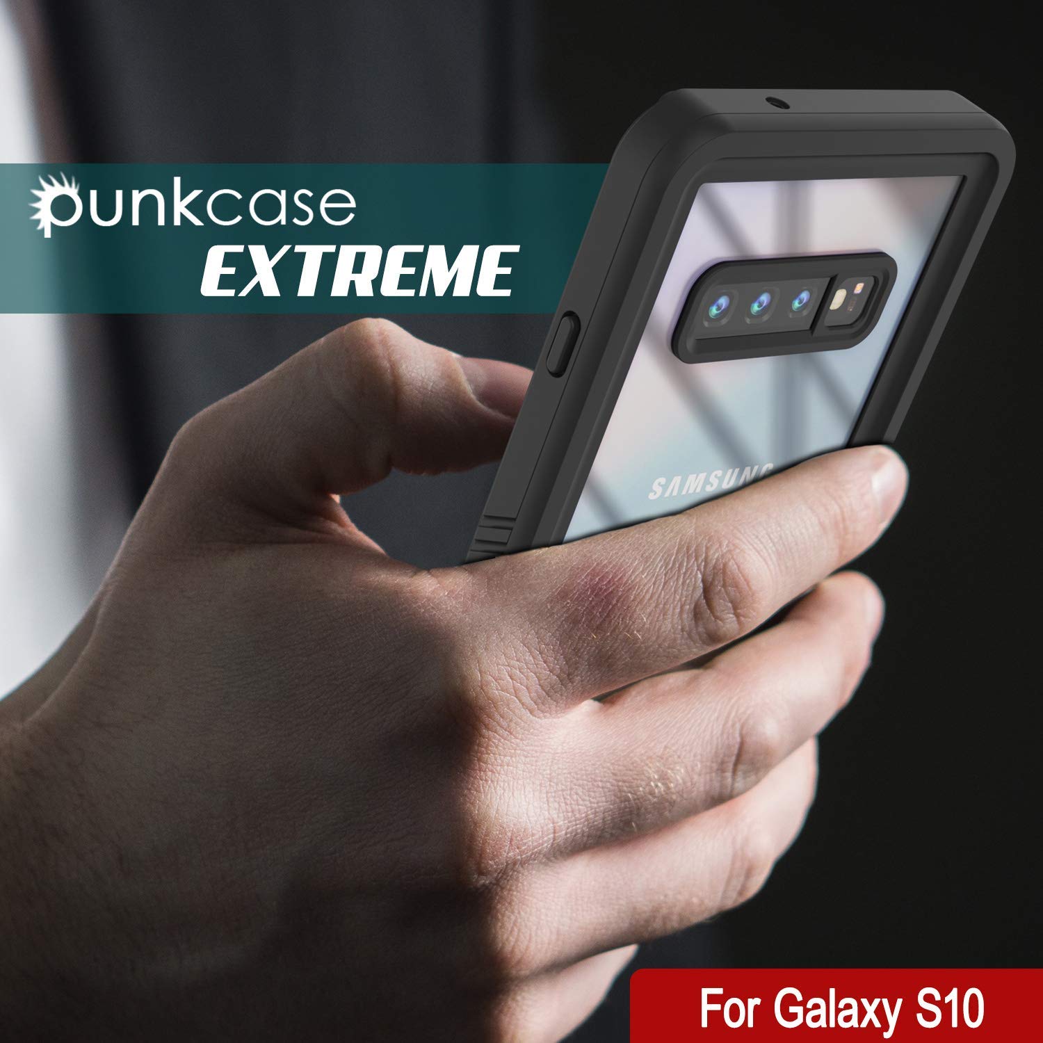 Capa à prova d'água/choque com protetor de tela para Galaxy S10 [Preto]