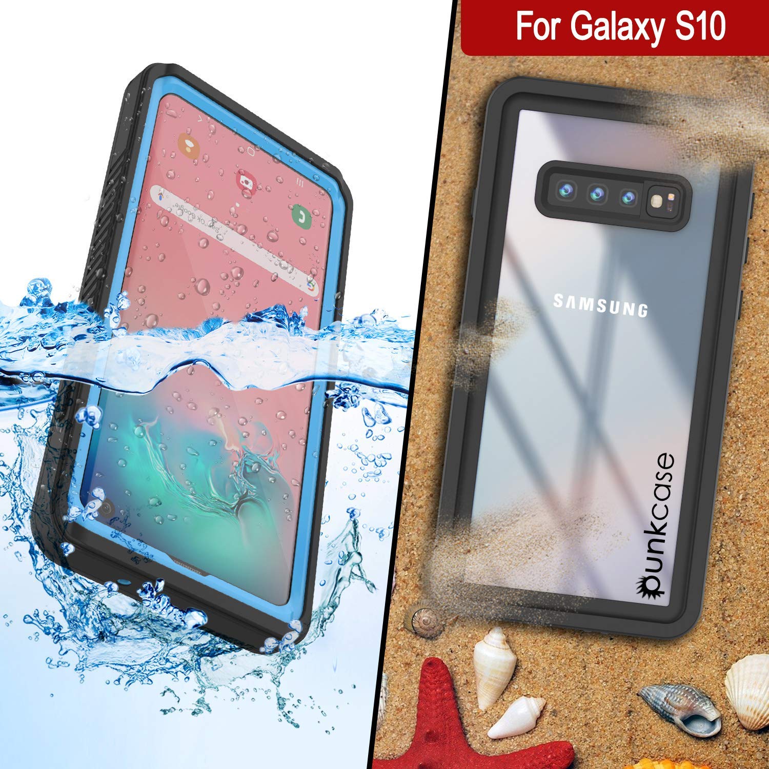 Capa Slim à prova d'água/choque/neve/poeira para Galaxy S10 [Azul Claro]