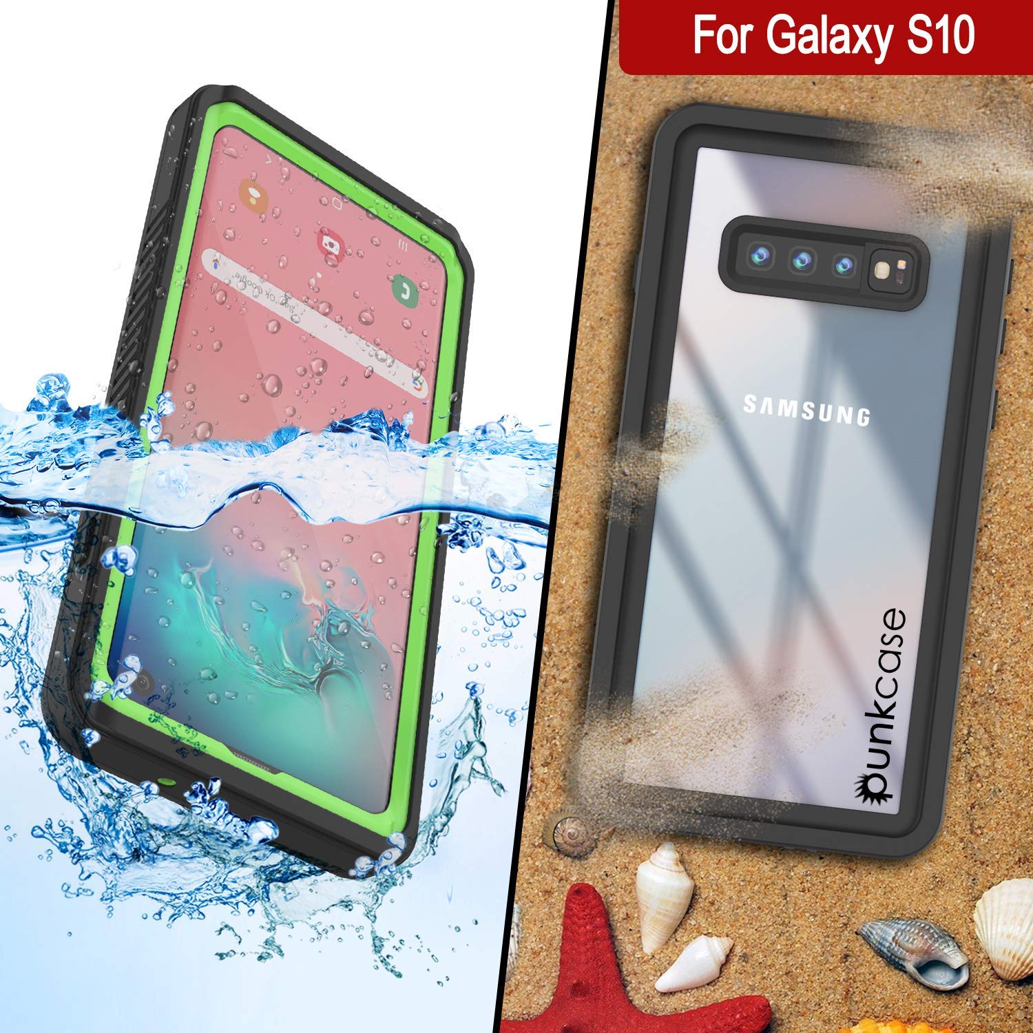 Protetor de Tela à Prova d'Água e de Choque para Galaxy S10 [Verde Claro]