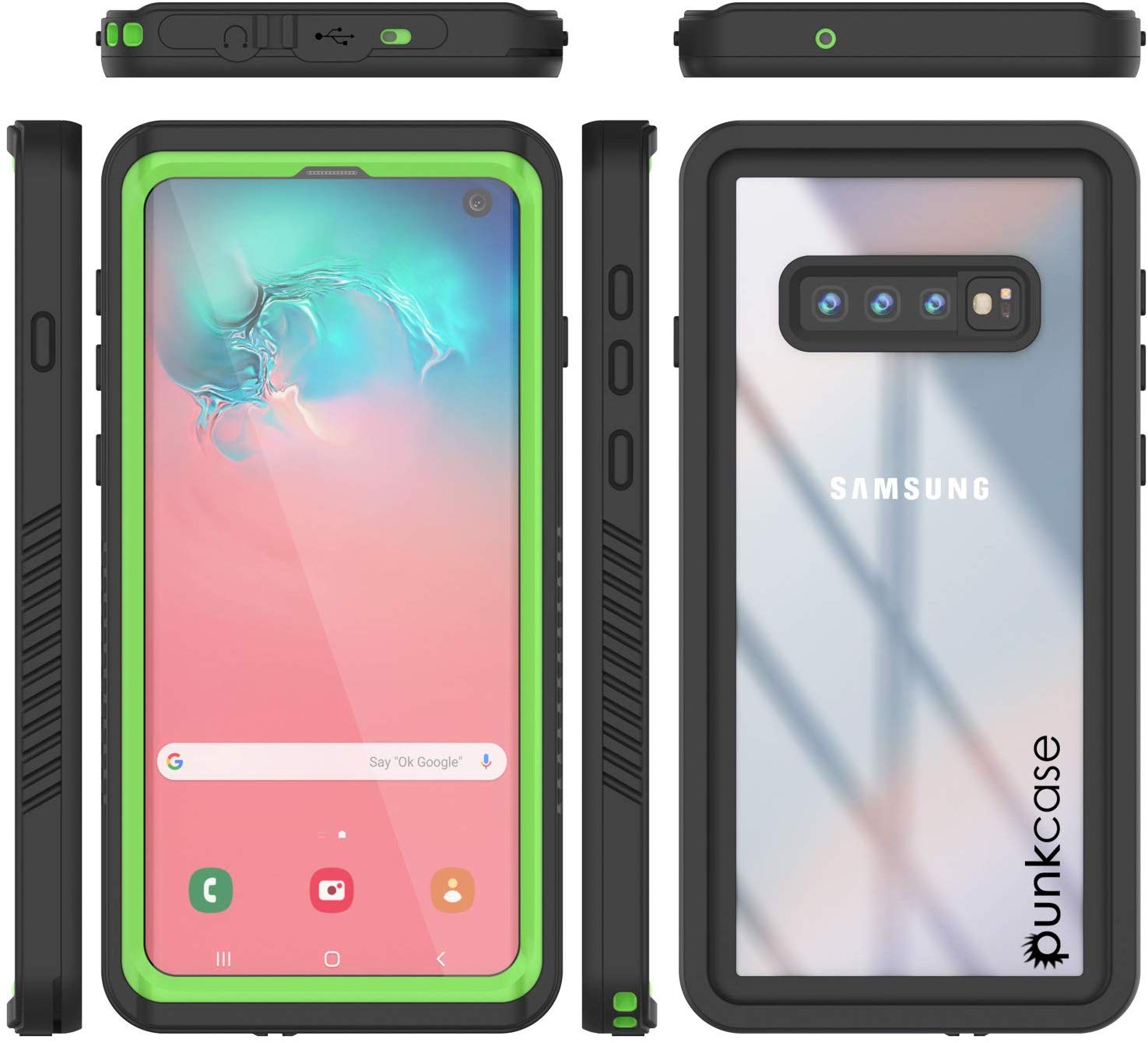 Protetor de Tela à Prova d'Água e de Choque para Galaxy S10 [Verde Claro]
