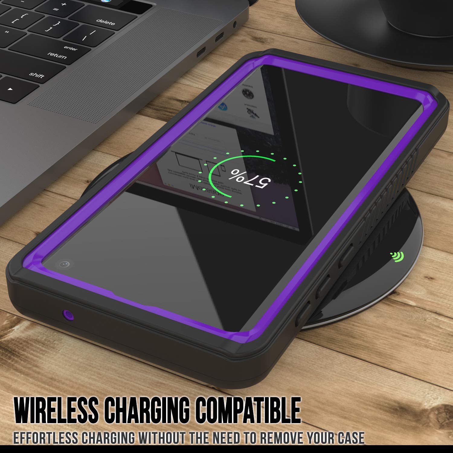 Capa protetora fina à prova d'água e de choque para Galaxy S10 com protetor de tela [Roxo]
